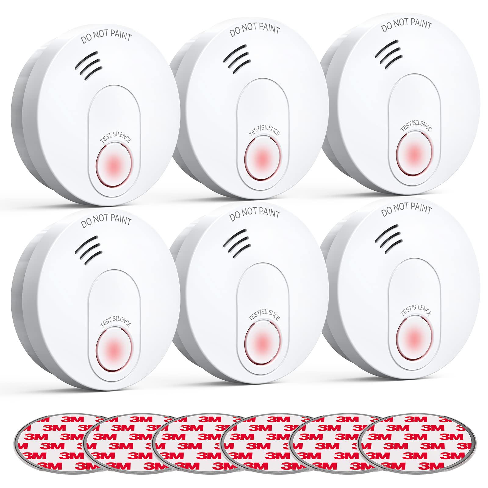 SITERWELL Smoke Detector, 10 Year Smoke Detector with Photoelectric Sensor and Low Battery Warning, Smoke Alarm with Do Not Disturb Mode for Bedroom, UL Listed, Smoke Detector 10 Year Battery, 6 Pack