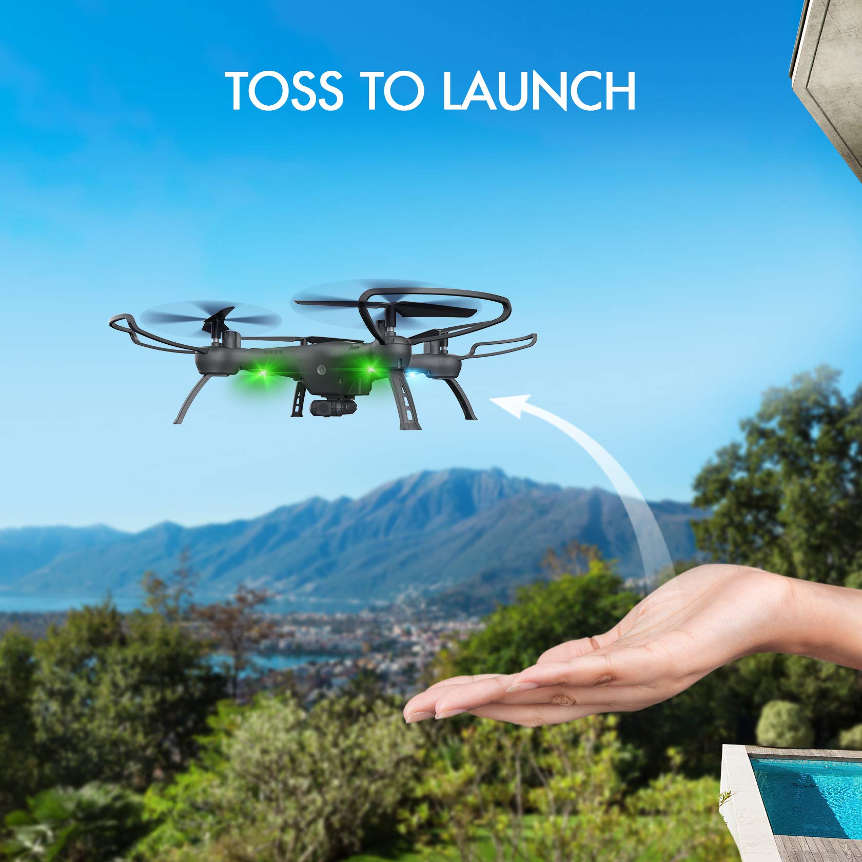 Drone with Camera 1080P HD, Toss to Launch RC Drone for Kids/Adults with Smart APP Trajectory Flight Altitude Hold One Key Take Off/Landing Headless 360°Flip Camera Drone 2 Batteries