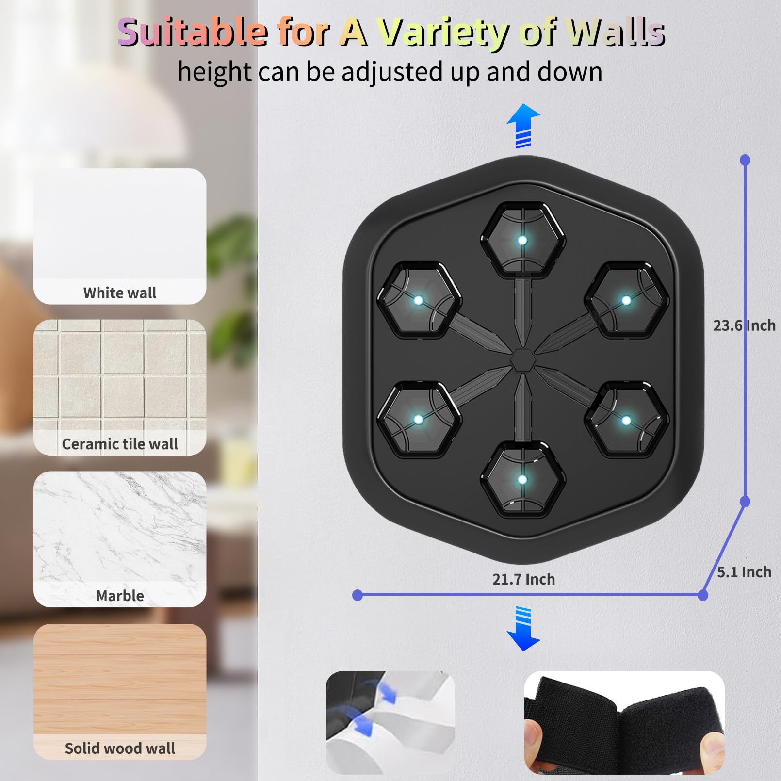 Heatmai Music Boxing Machine for Adults, Wall Mounted Smart Workout Equipment with Gloves, Bluetooth Musical Punching Target Trainer for Indoor Home Gym