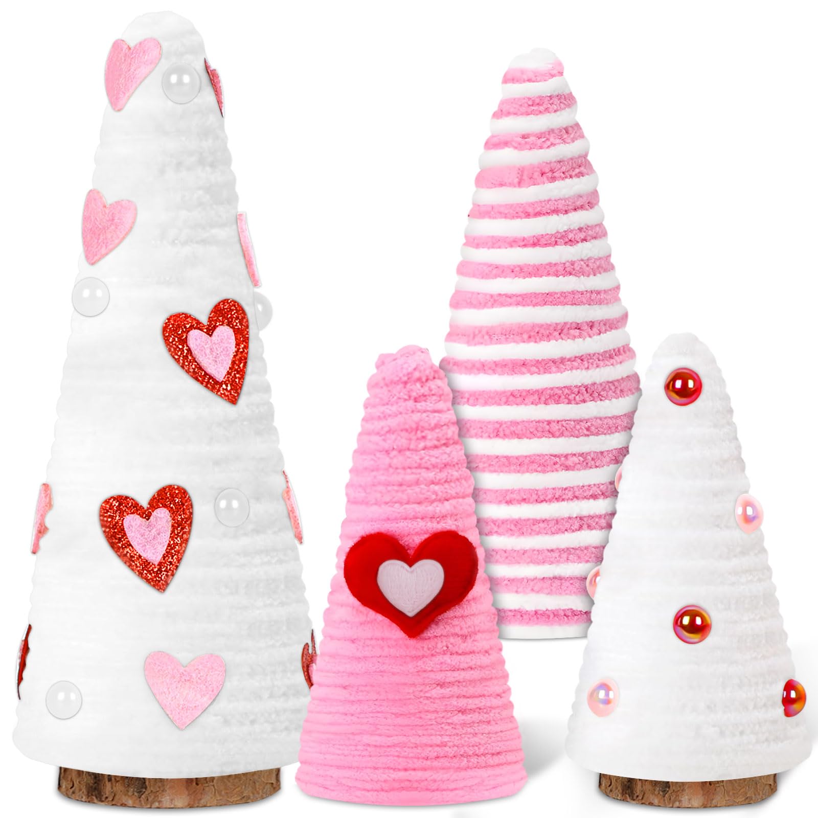 luck sea 4PCS Valentines Day Decor Tree Table Centerpieces: Pink Red White Valentine's Decorations for Farmhouse Tiered Tray, Home, Kitchen