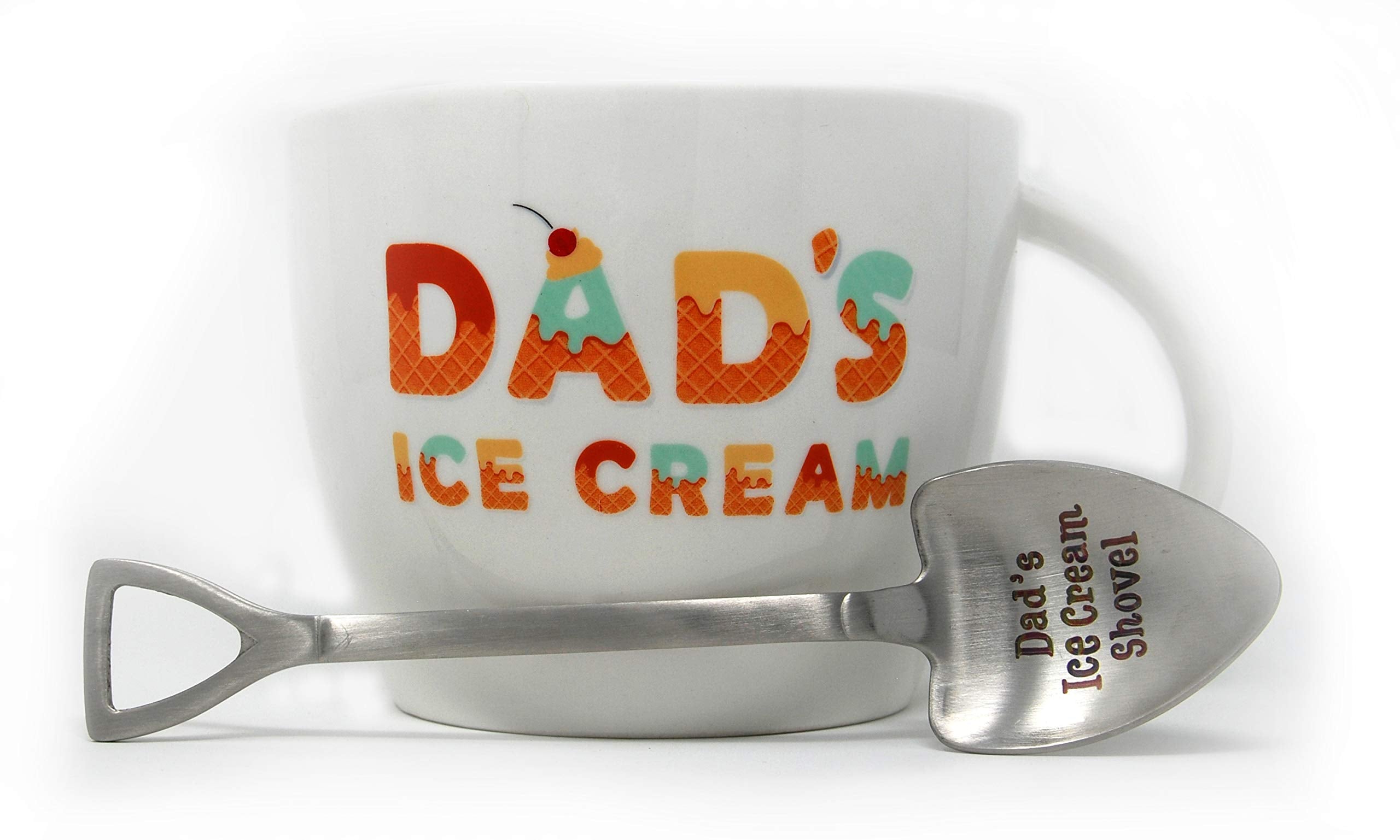 Josephine on Caffeine Gifts for Dad –Dad’s Ice Cream Bowl and Engraved Spoon Dad’s Ice Cream Shovel – Ideal Father’s Day Gift, Christmas Gift or Birthday Gift (Dad)