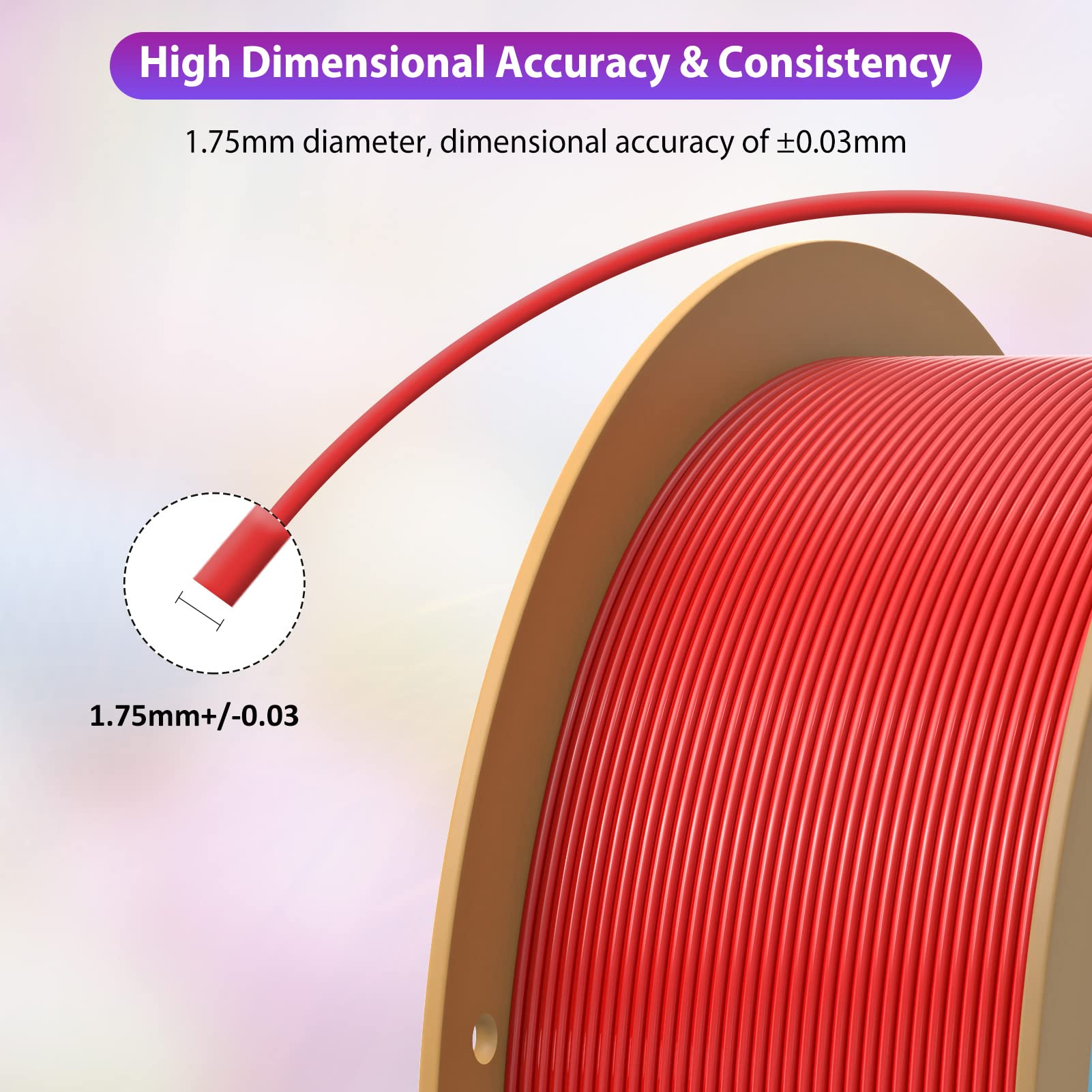 FIROS PETG 3D Printer Filament, 1kg(2.2lbs) Spool PETG Filament 3D Printing Filament, 1.75mm Dimensional 3D Printer Filament, Fit Most FDM Printer, 1 Pack PETG(Red)