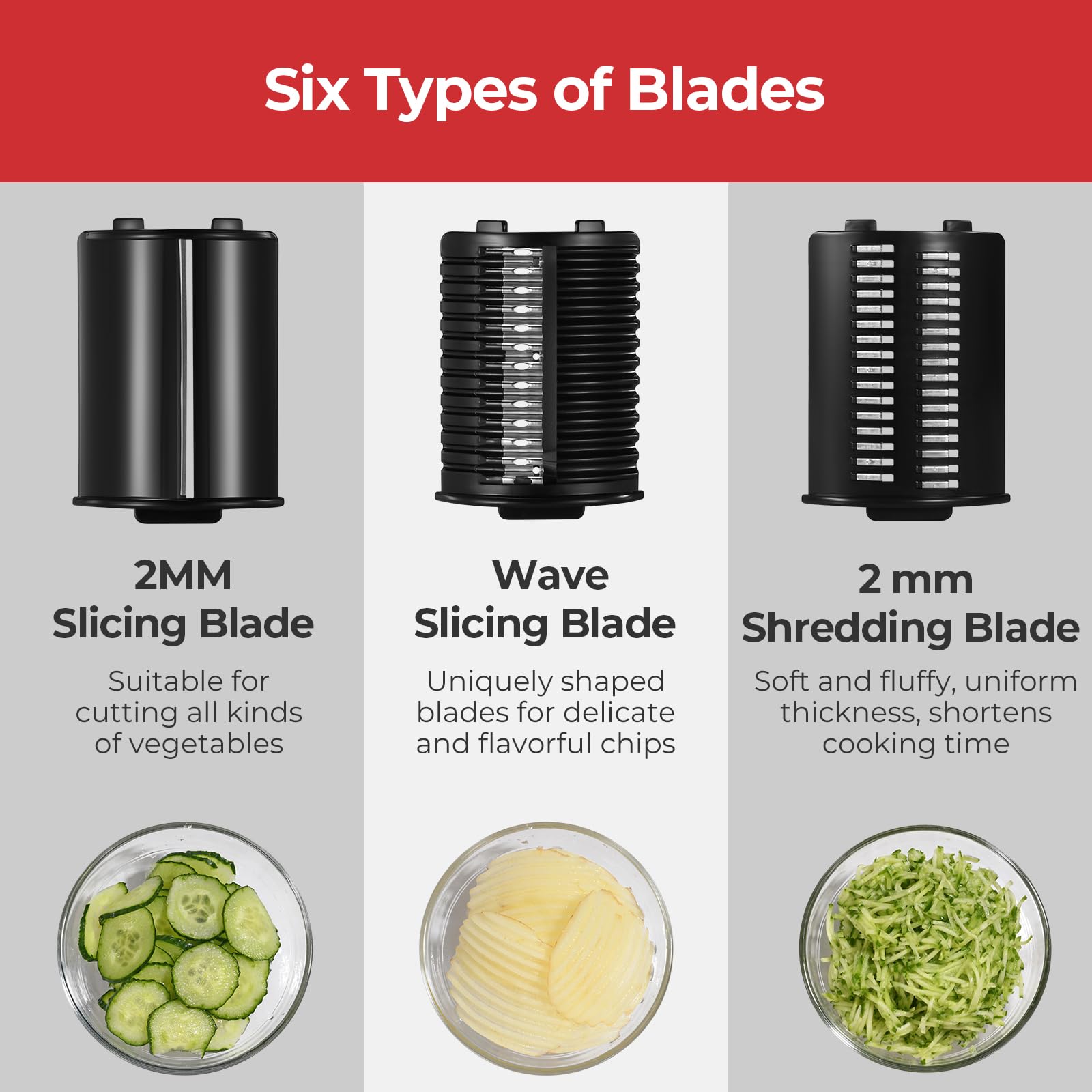 Electric Cheese Grater, Salad Maker With 6 Different Shapes of Blades, 250W Electric Slicer Shredder, Electric Salad Machine for Cheeses, Fruits, Vegetables