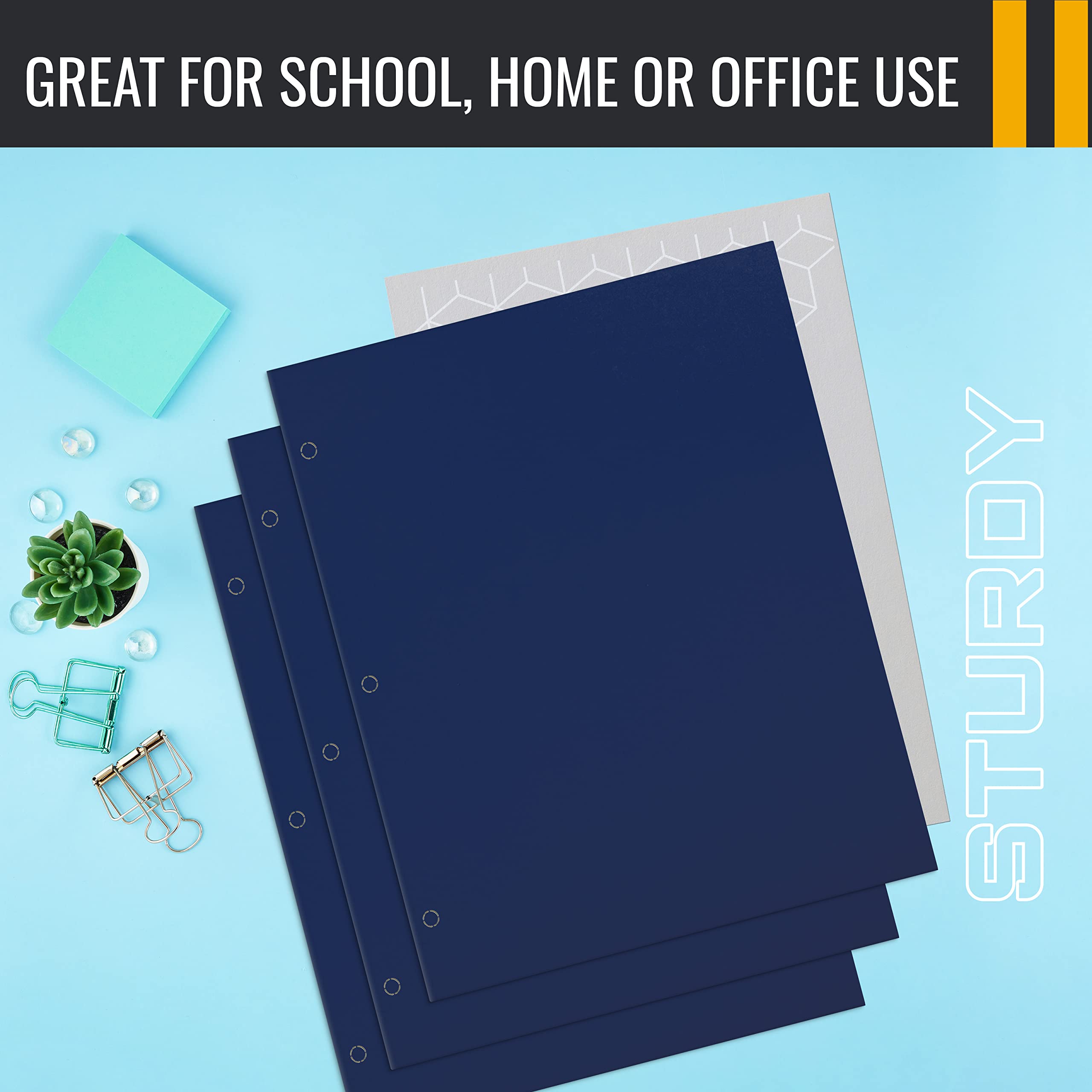 Better Office Products Two Pocket Portfolio Folders, 50-Pack, Blue, Letter Size Paper Folders, 50 Pieces, Blue