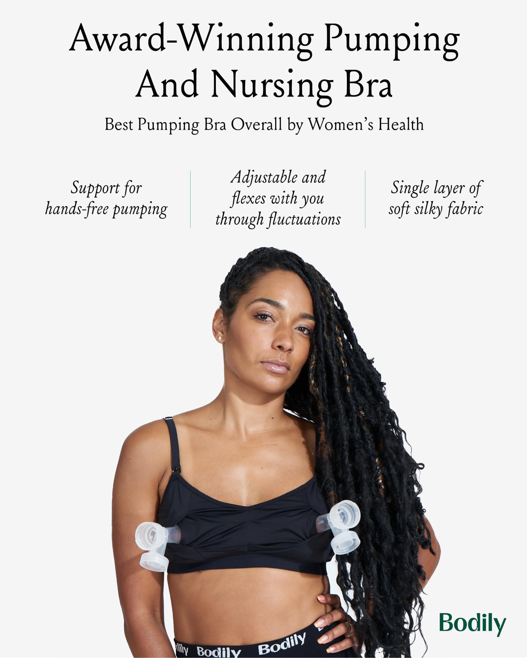 Bodily Do Anything Bra. Nursing, Hands-Free Pumping, & Maternity Bra. Winner of Babylist’s Best Nursing & Pumping Bra. S-XL. (US, Alpha, Medium, Regular, Regular, Black)