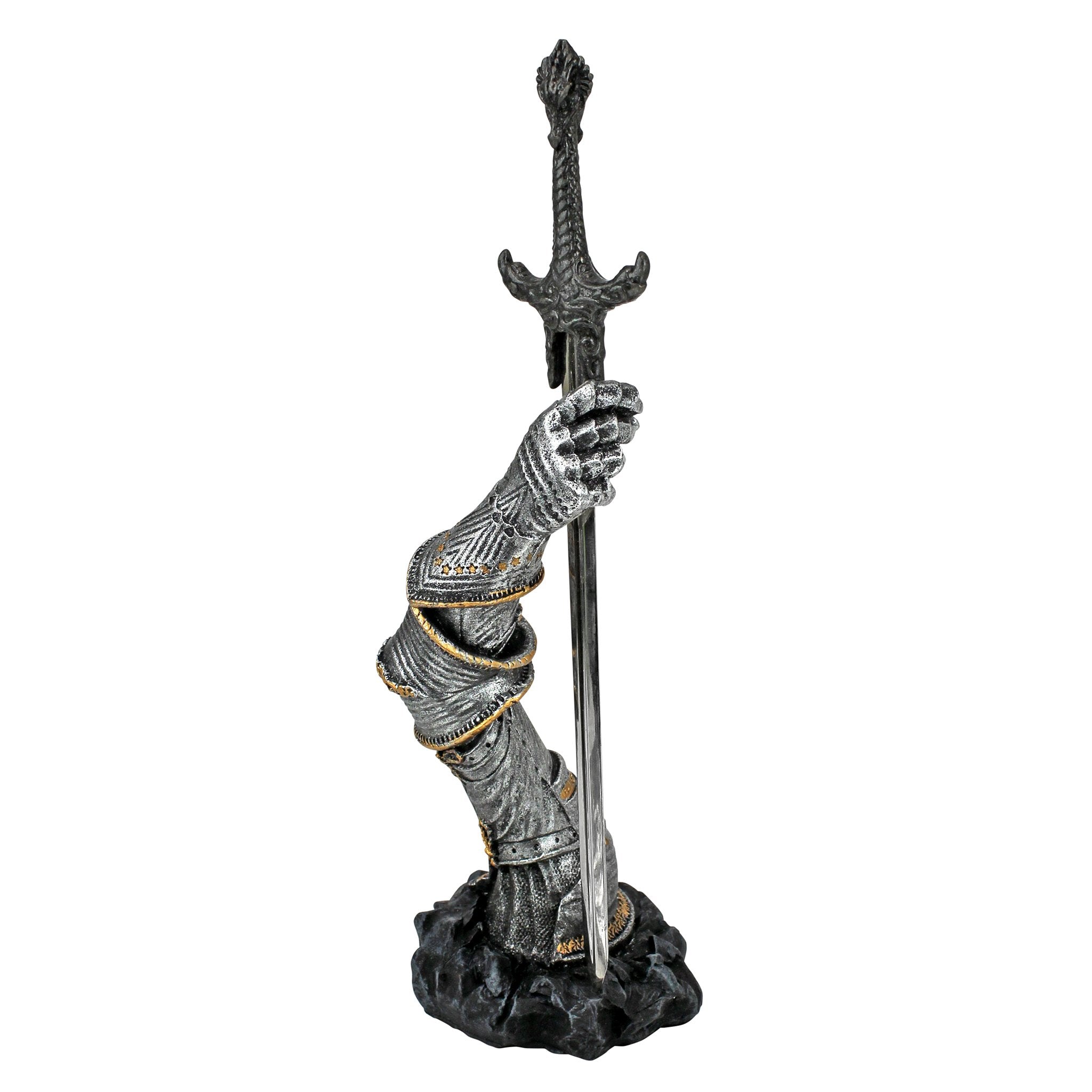 Design Toscano King Arthur's Sword of Excalibur Letter Opener Desk Accessory Statue, 10 Inch, Pewter Finish