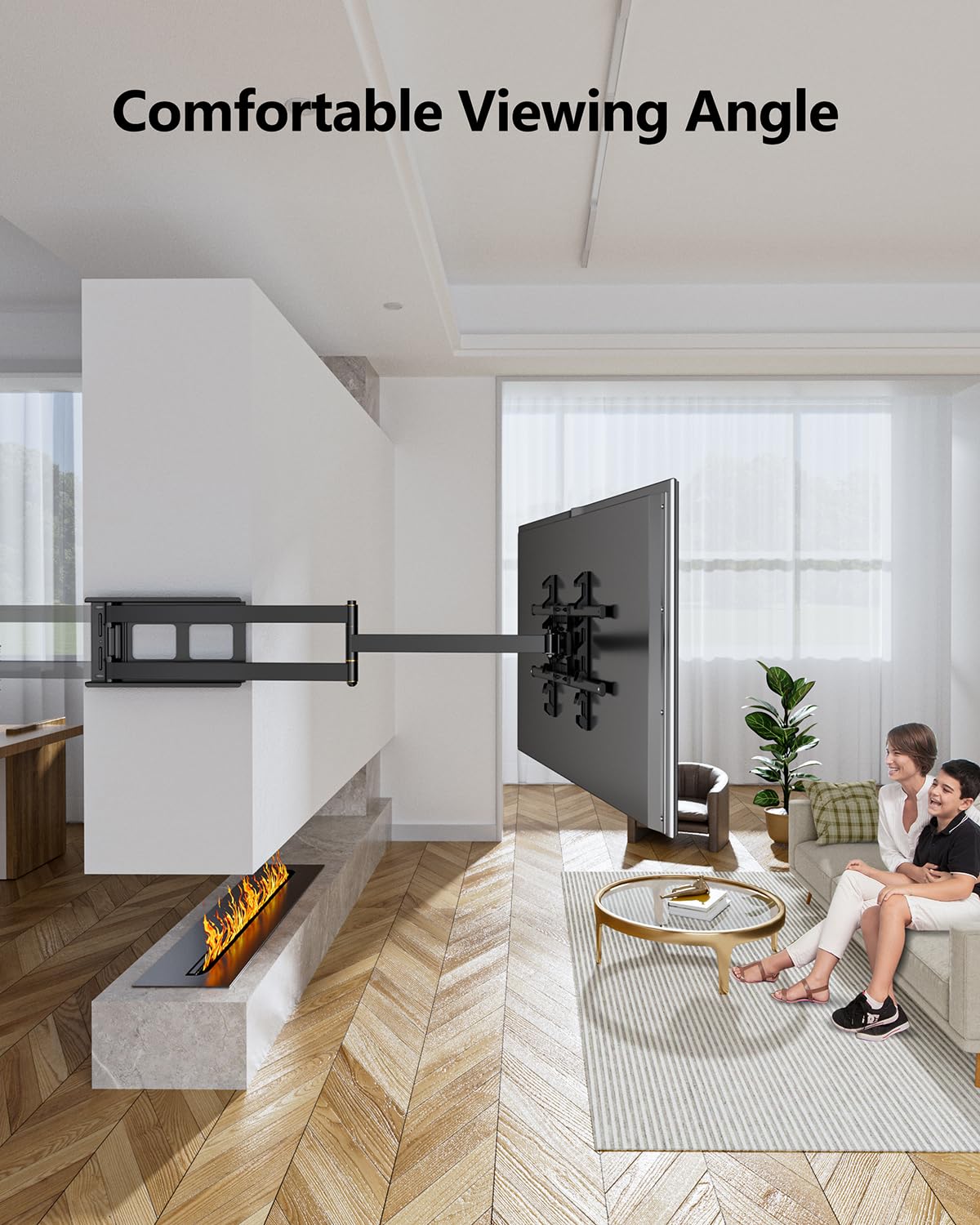 FORGING MOUNT Long Arm Corner TV Mount with Height Setting Full Motion TV Wall Mount with 36" Extends for Corner/Flat Installed Fits 42"-90" TVs,Holds 150lbs,VESA 600x400mm
