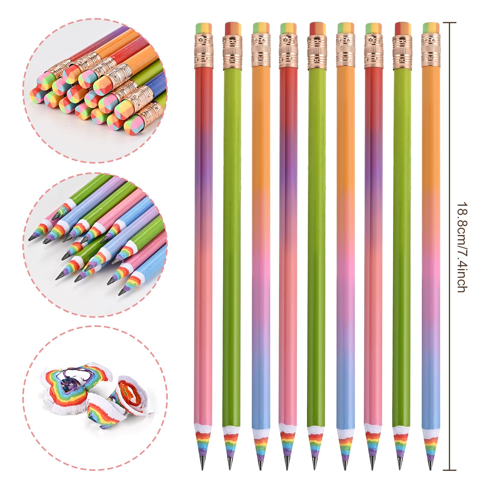 Goldge 16 Pcs Pencils, HB Pencils #2, Number 2 Pencils, Rainbow Pencils with Erasers, Eco Pencil for Kids Students Gift, Office & School Supplies, Party Favors