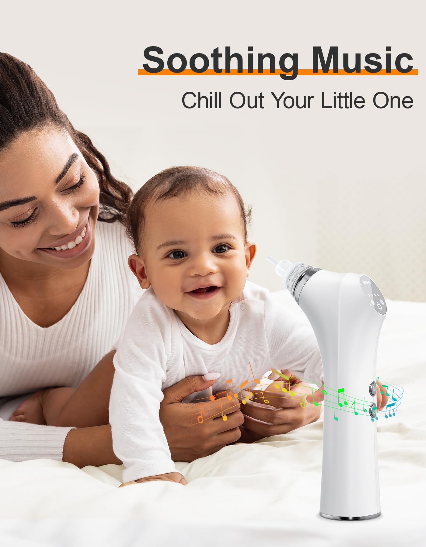 Nasal Aspirator for Baby, Adjustable 3-Level Suction Electric Baby Nasal Aspirator, Safe and Gentle Baby Nose Sucker with Music and 3 Different Food Grade Silicone Nose Suction Nozzles