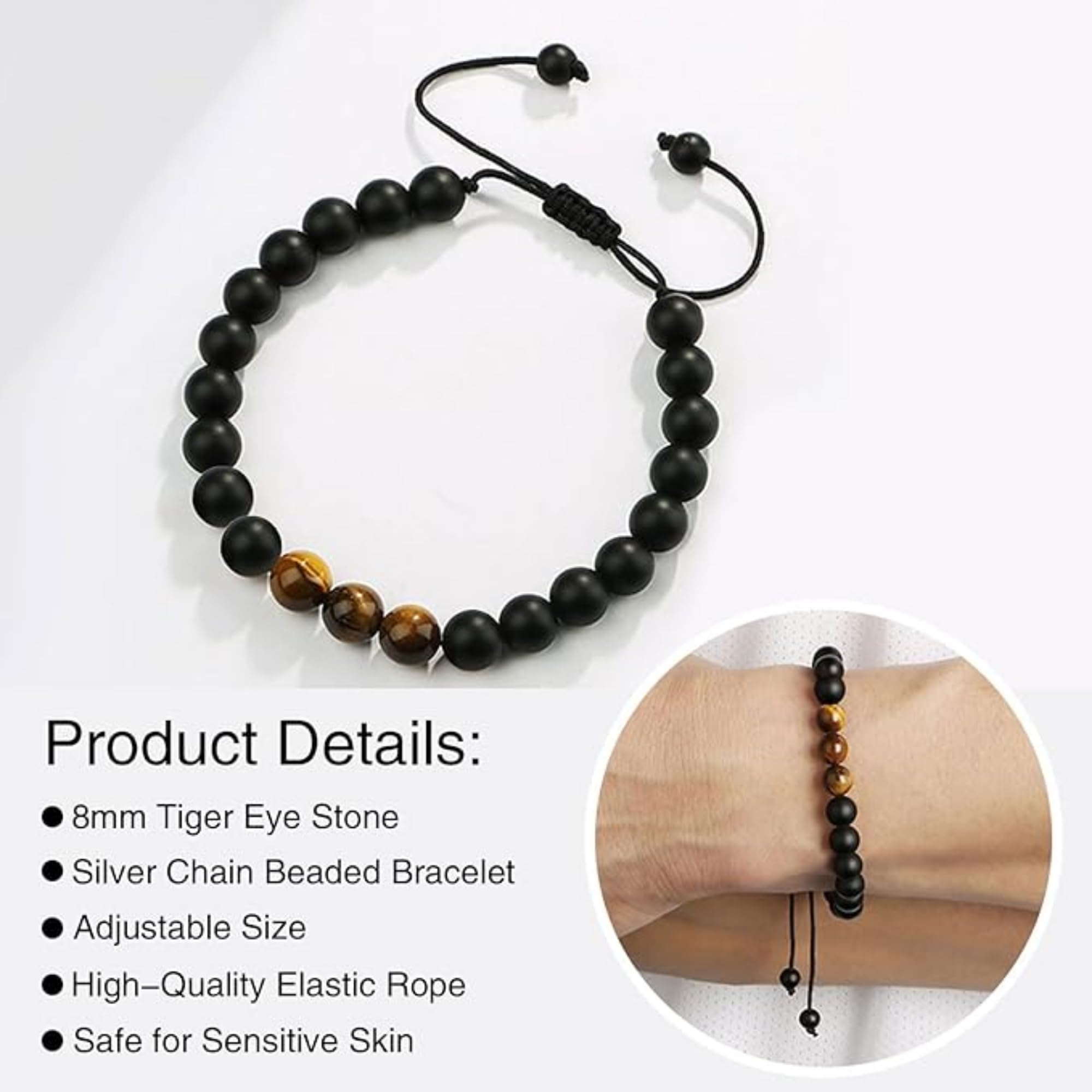 Natural Stone Bead Bracelet for Men, 70th Birthday Gifts for Dad, Grandpa, Men Gifts For Christmas, Mens Gifts For Christmas, Gifts For Husband, White Elephant Gifts for Adults,Mens Christmas Gifts