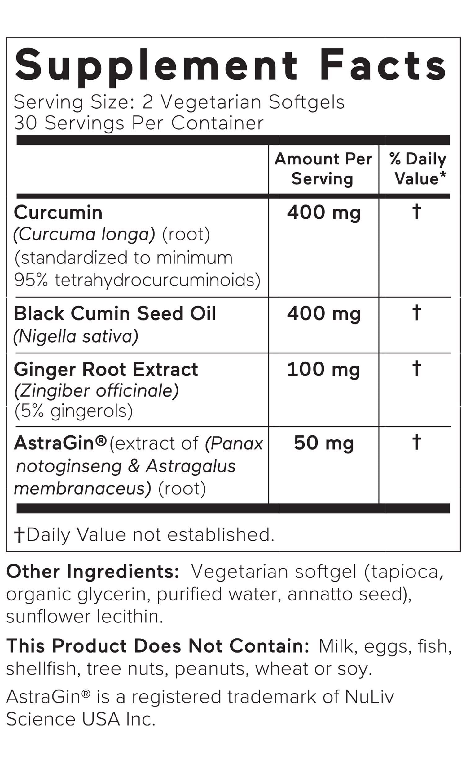 Smarter Nutrition Curcumin Softgels - Potent & Bioavailable, Active Curcumin Standardized to 95% Tetrahydrocurcuminoids with AstraGin Black Cumin Seed Oil & Ginger (60 Count (Pack of 3)