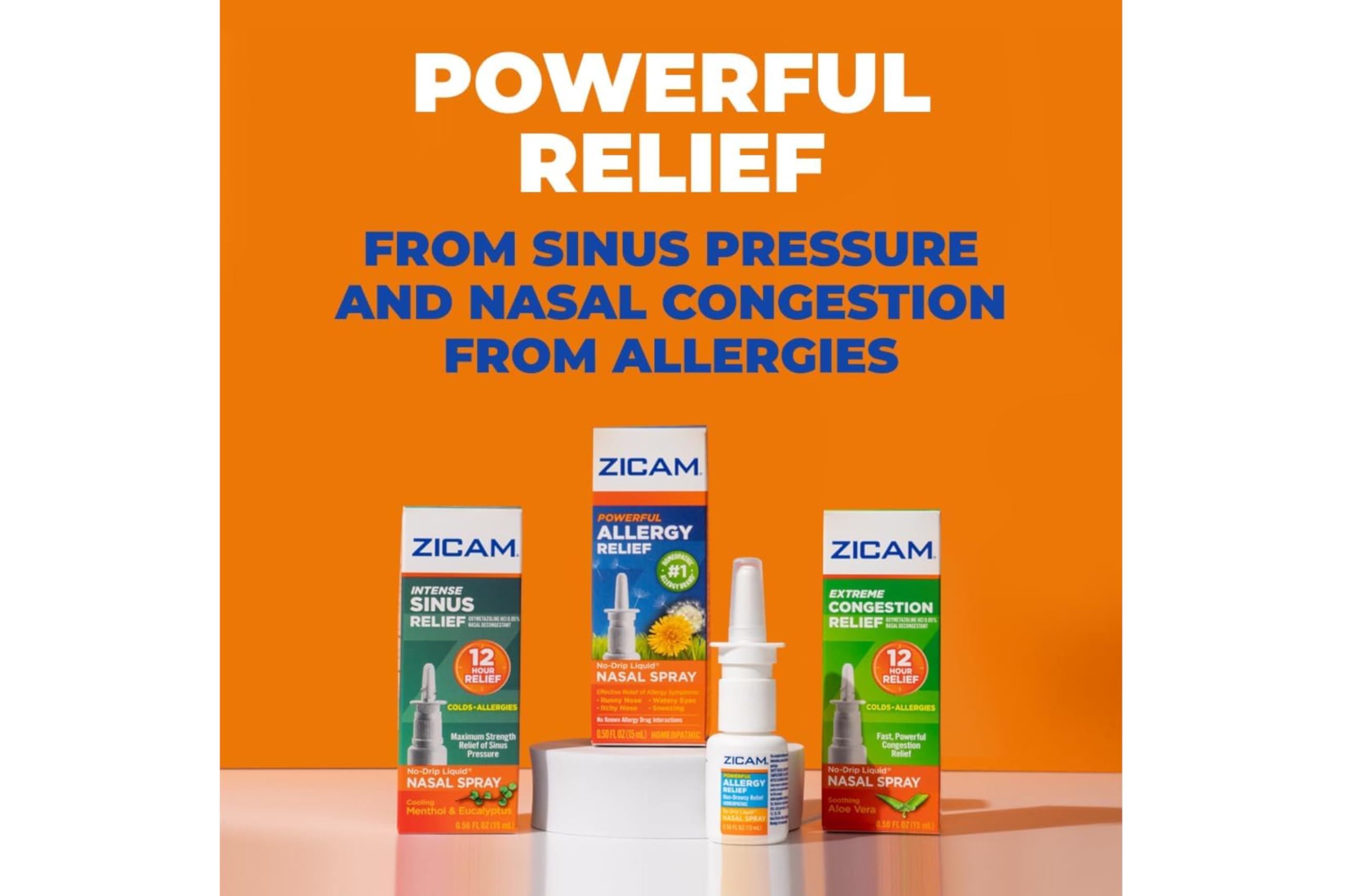 Zicam Intense Sinus Relief, Cooling Menthol & Eucalyptus Pump 0.5 fl oz (Quantity of 3)