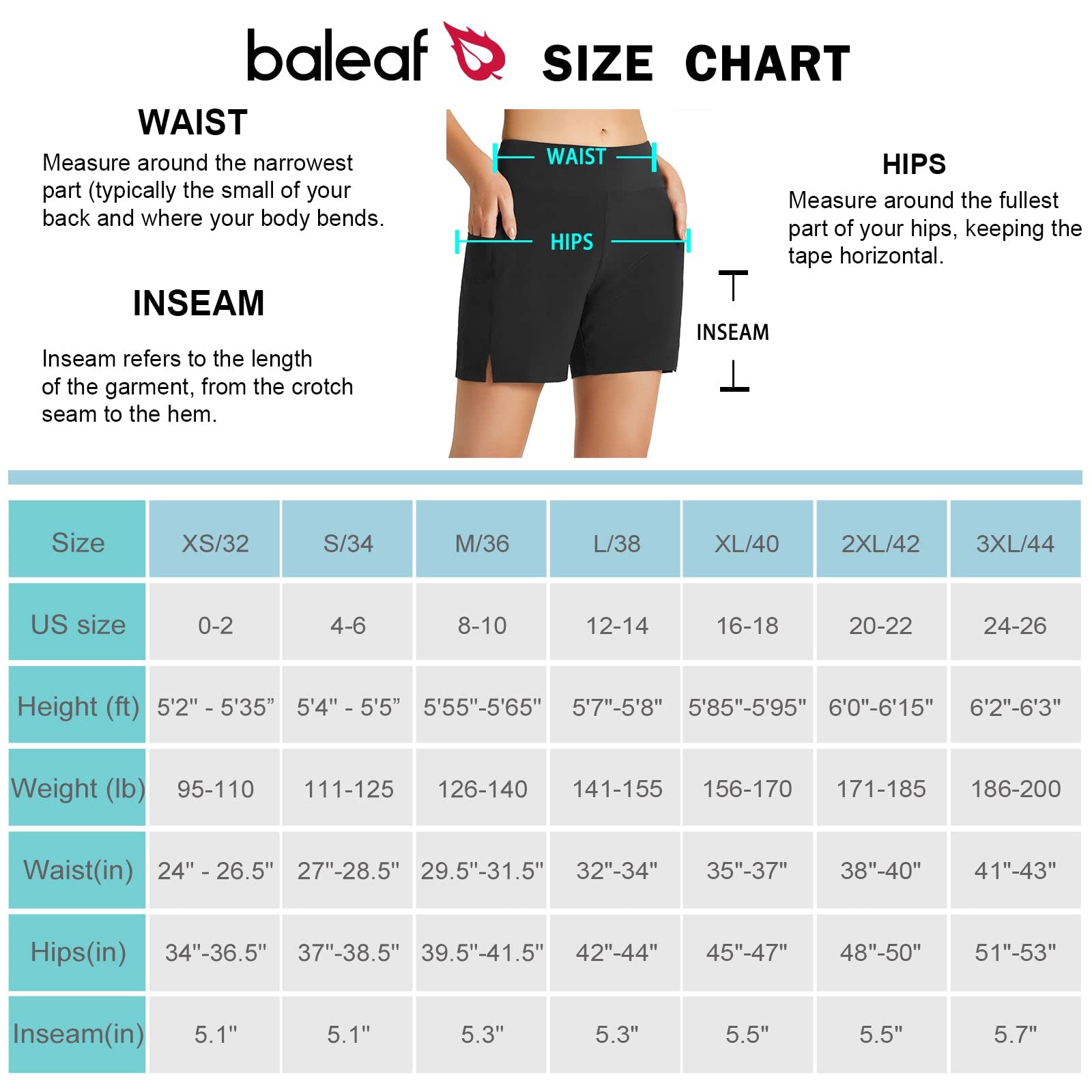 BALEAF Swim Shorts Women High Waisted 5 Inch Tummy Control Bathing Suit Bottoms Swimming Shorts Quick Dry with Pockets Black M