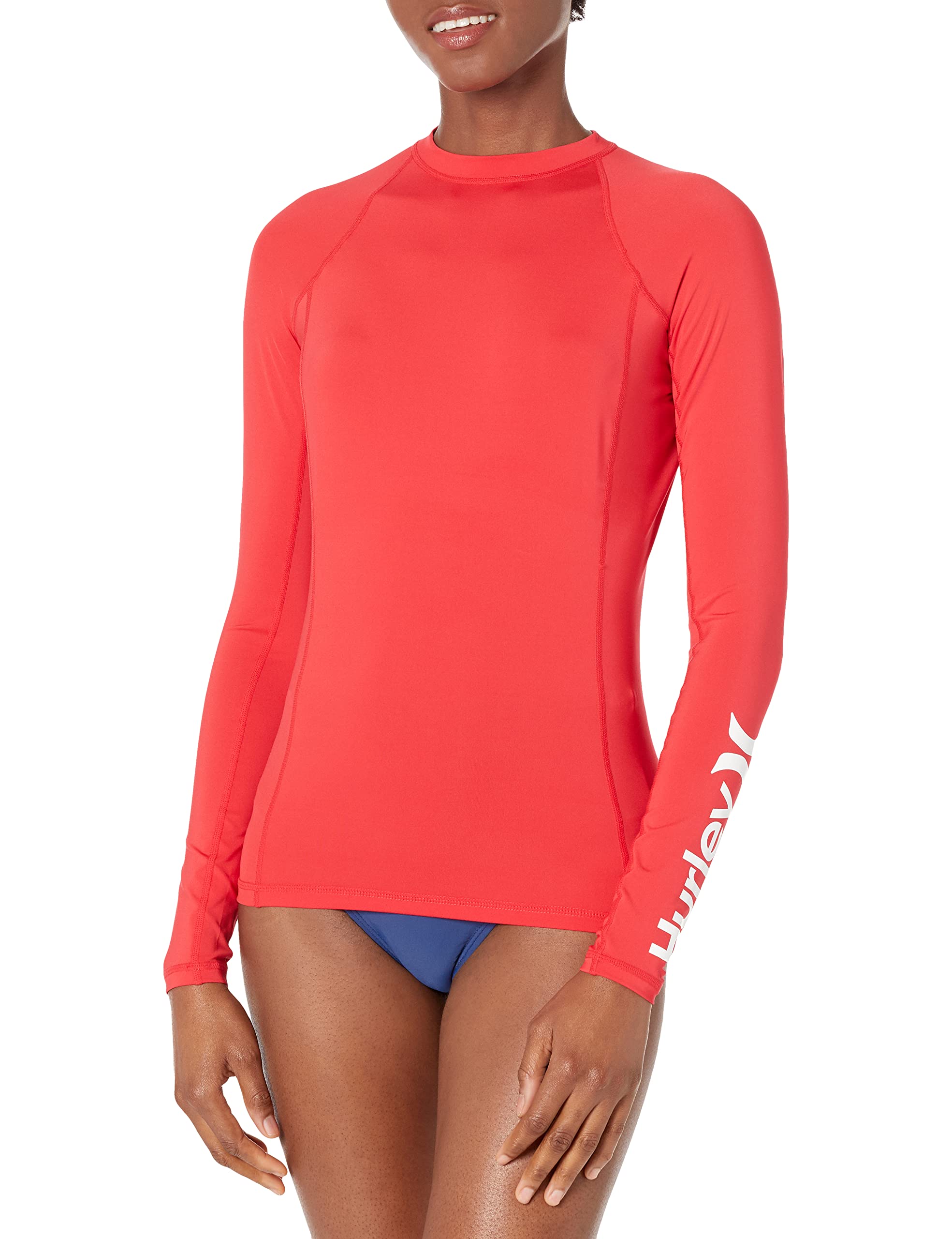 Hurley Women's Standard One and Only Long-Sleeve Rashguard, Red Pepper, X-Large