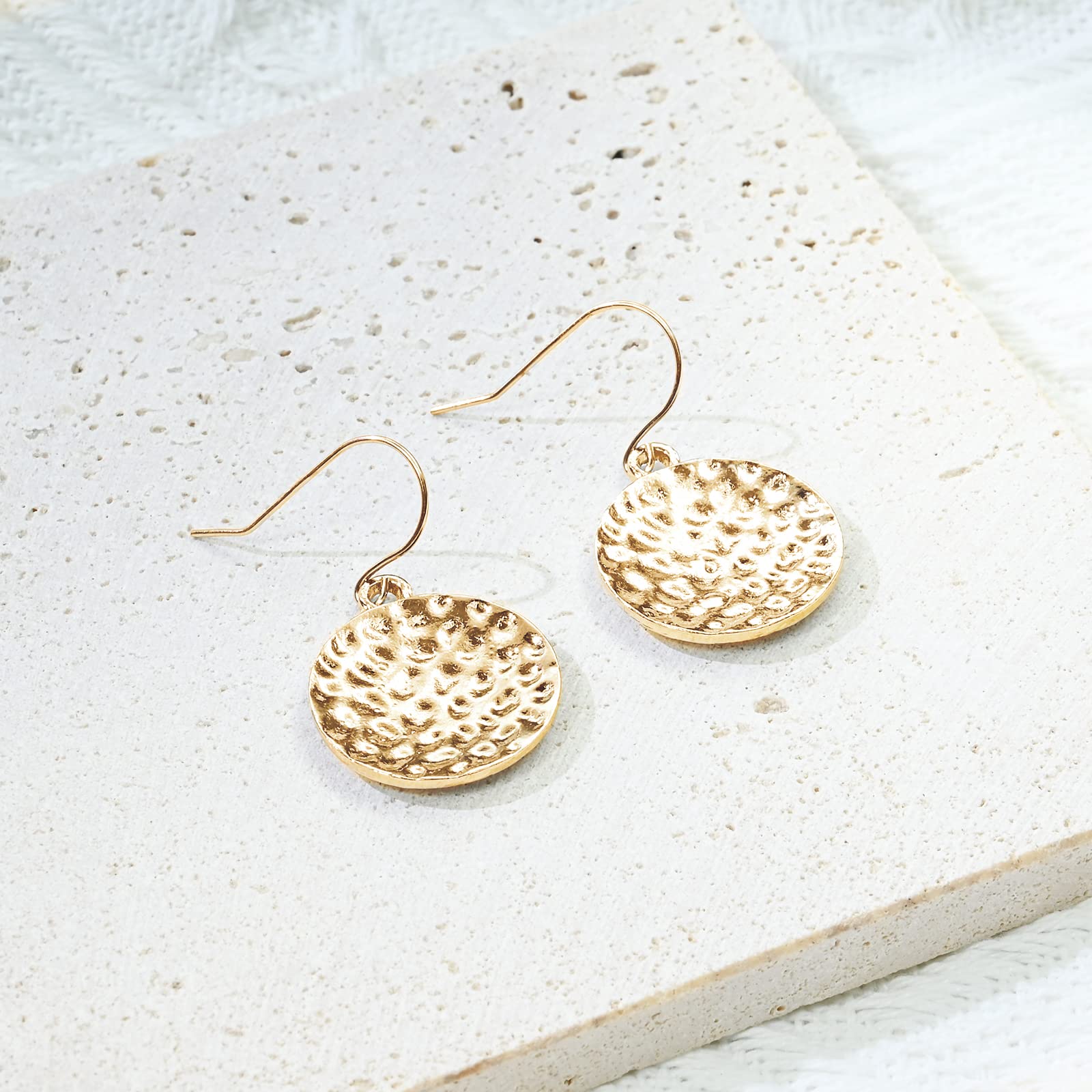 Gold Dangle Earrings, Hypoallergenic Handmade Earrings, 18mm Disc Dangle Earrings, Circle Earrings for Women, Drop Earrings Fashion Trendy