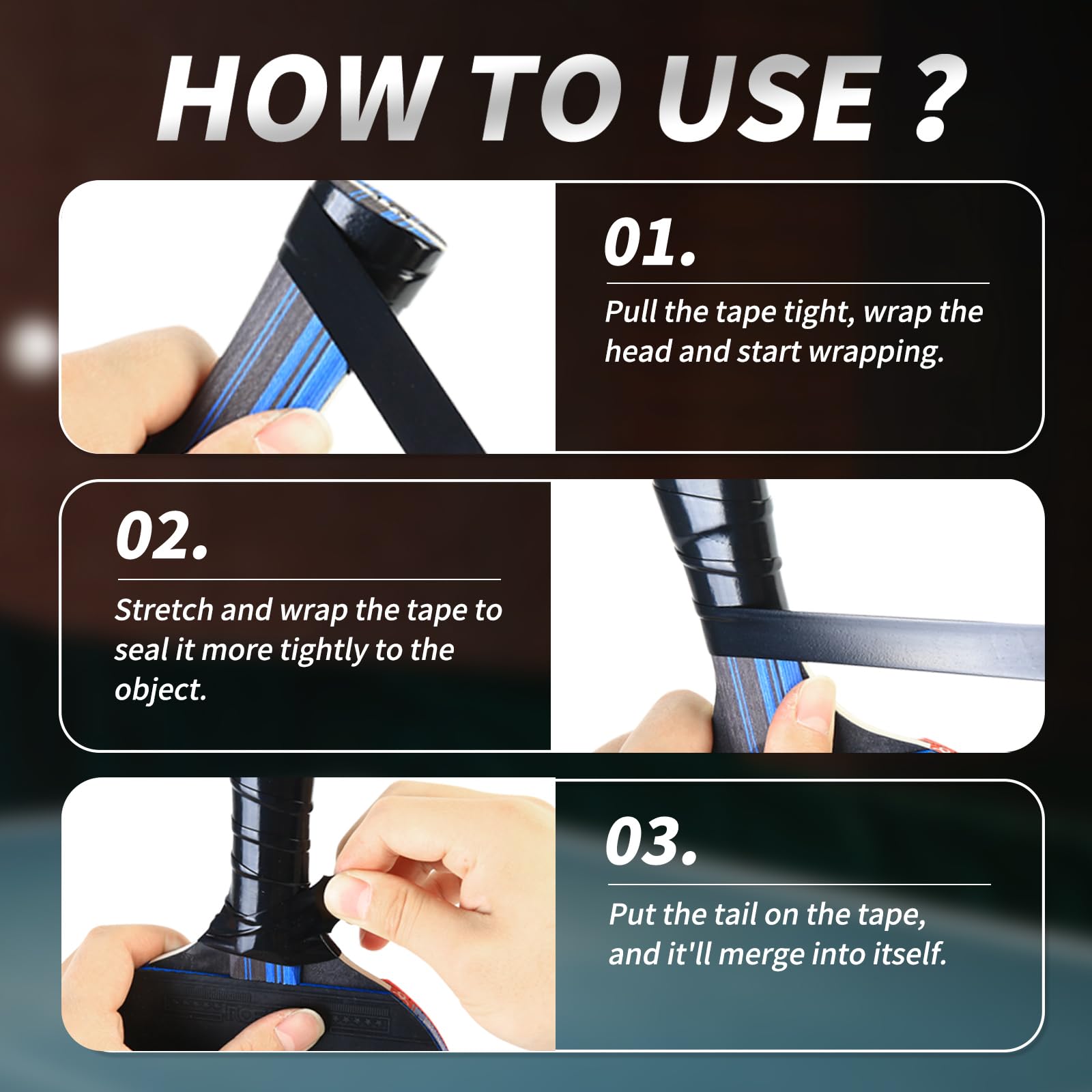 PHIXBEAR 2 Rolls Bike Handlebar Tape, Baseball Bat Grip Tape, Self Fusing Silicone Tape, 1in X 3.3FT