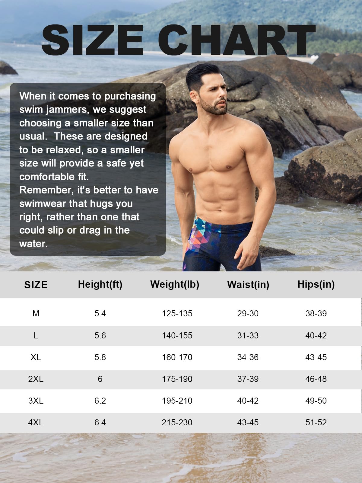 361° Swim Jammers for Men, Pro Racing Training Swimsuit, Chlorine Resistant Endurance Swimming Pants M Black