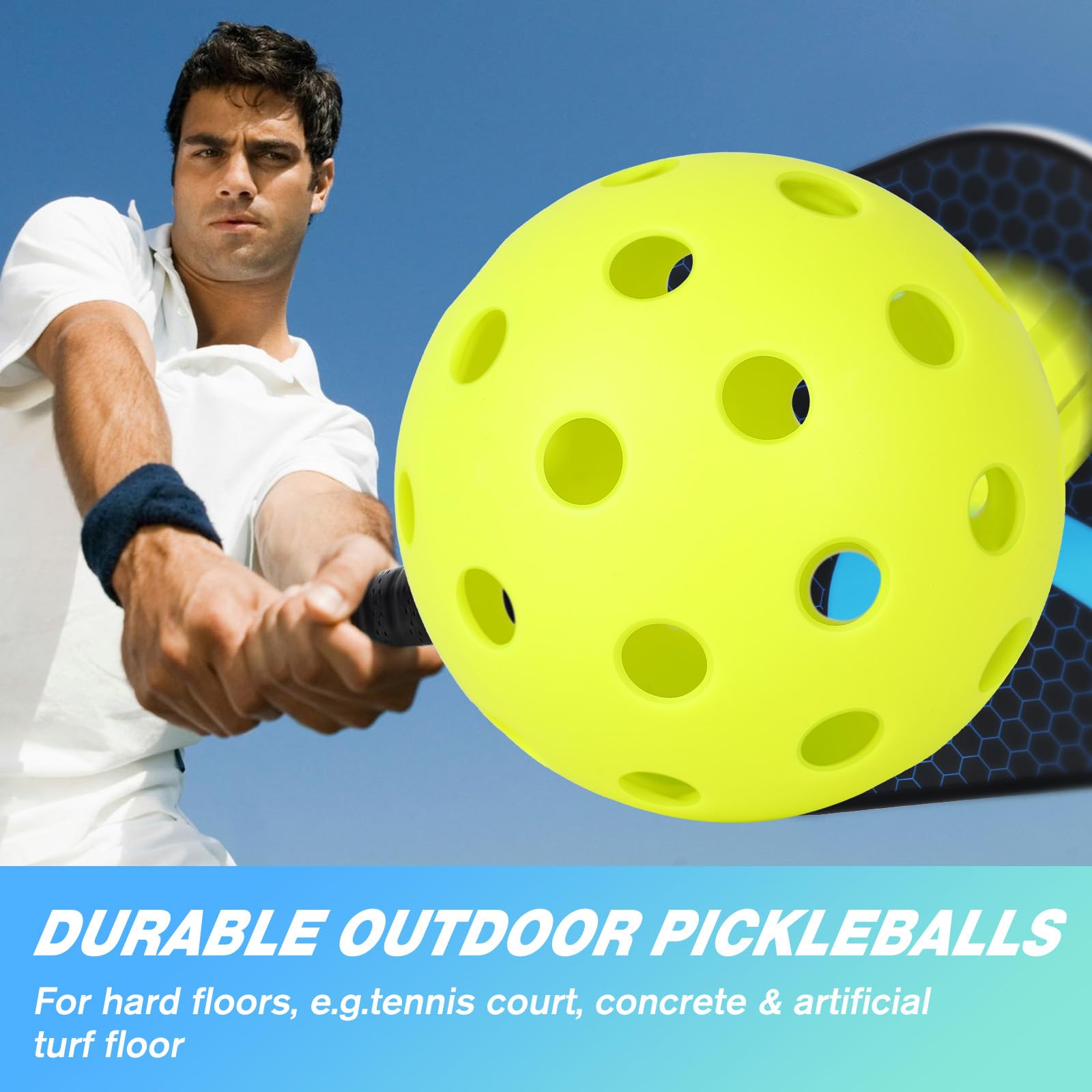 OMDEX Pickleball Balls, 40 Holes Outdoor Pickleball Balls 6-Pack, Premium & Durable Green Pickle Balls, Accessories for Pickleball Paddle, Pickle Ball Equipment