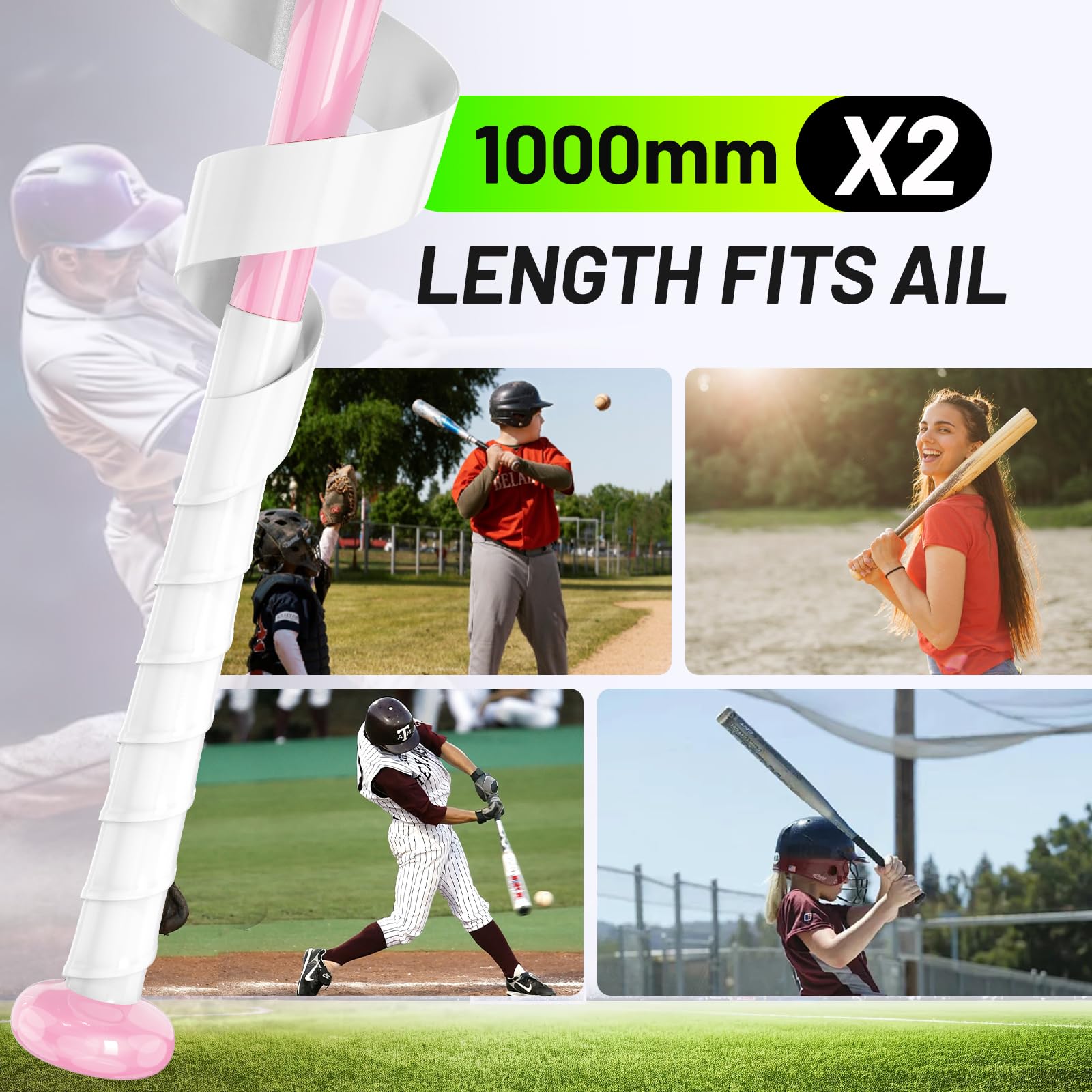 PHIXBEAR Baseball Bat Grip Tape White, 1.1mm Thick, Silicone Material Bat Tape, 2 Rolls for Softball and Golf Clubs 1 x 78.75