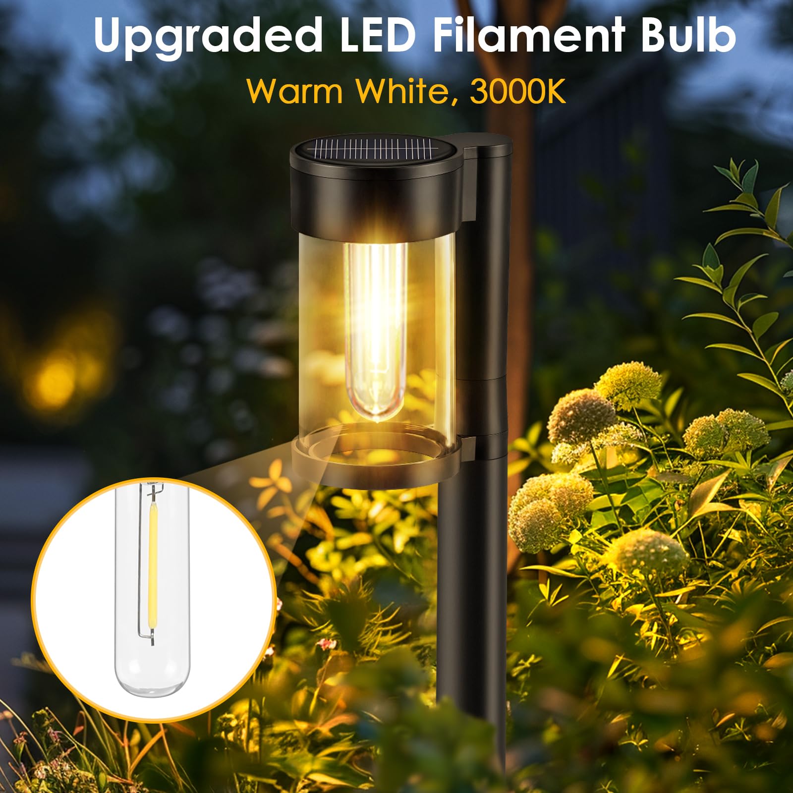 Solar Pathway Lights Outdoor, 10 Pack Metal & Glass Solar Lights Outdoor Waterproof Landscape Path Lights Solar Lights for Outside Yard Lawn Walkway Driveway Garden Decor