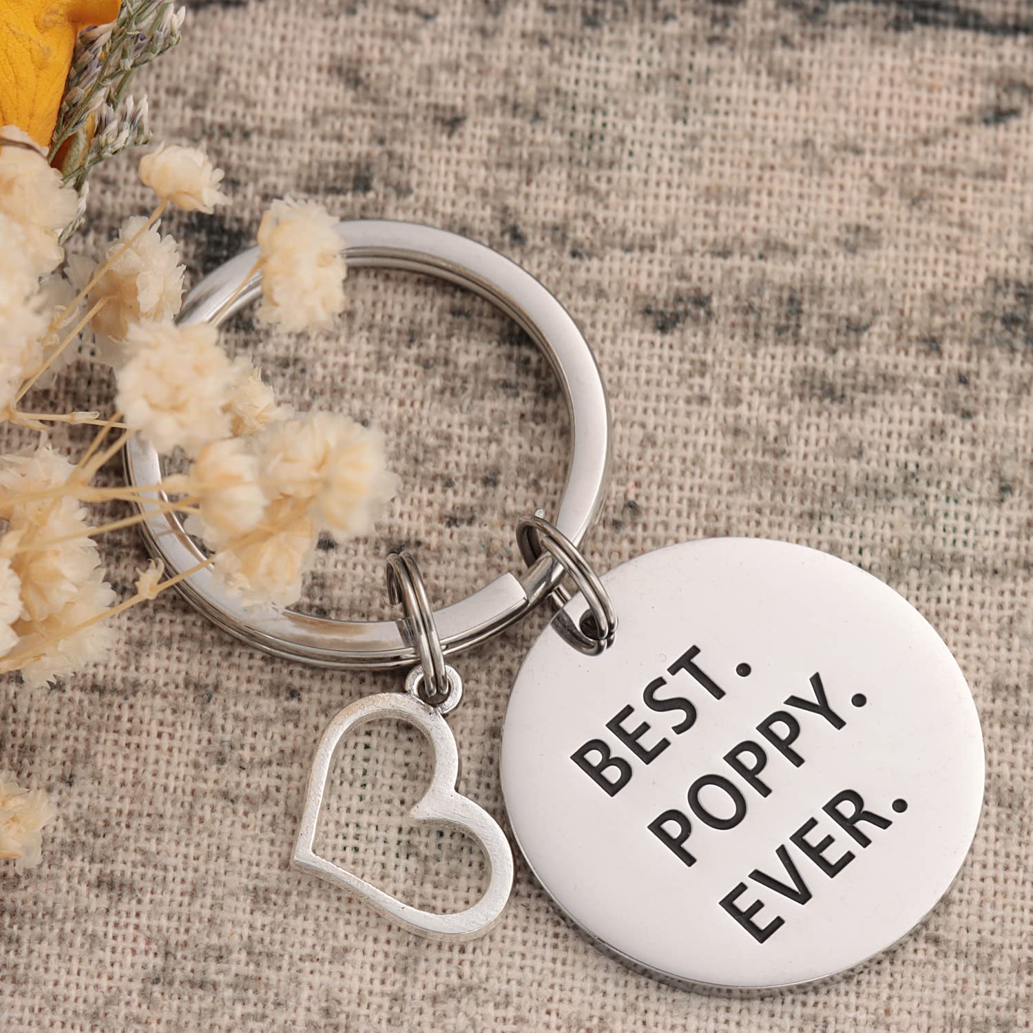 AHAETH Poppy Gifts Grandpa Key Chain From Grandchildren Granddaughter Best Poppy Birthday Ornament Presents Poppy Keychain