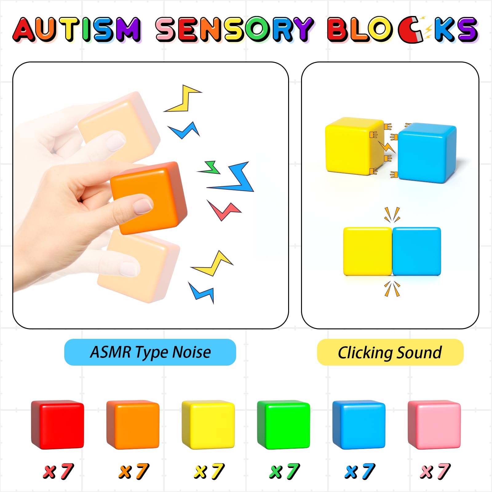 Apluses 42PCS Magnetic Blocks, Gifts for 3 4 5 6 Year Old, Magnet Building Blocks for Toddlers, Girls & Boys, Sensory - Montessori - Autism - Magnetic Toys for Kids Ages 3-5 4-8