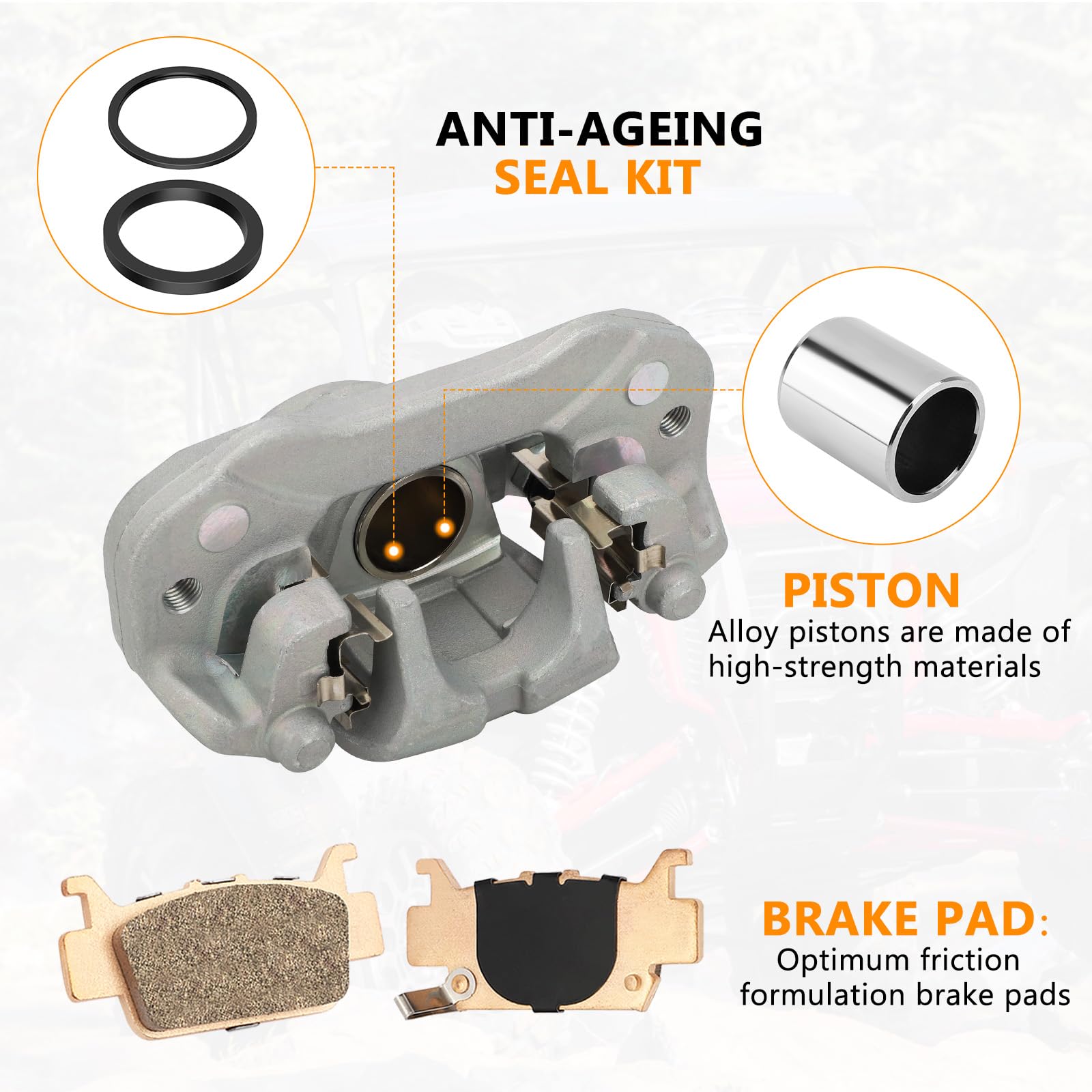 M MATI Rear Left & Right Disc Brake Caliper for Honda Pioneer 1000 Talon 1000 1000X 1000R SXS1000 2016-2023 with Sintered Pad 43150-HL4-A01 43250-HL4-A01 43150-HL6-A01 43250-HL6-A01