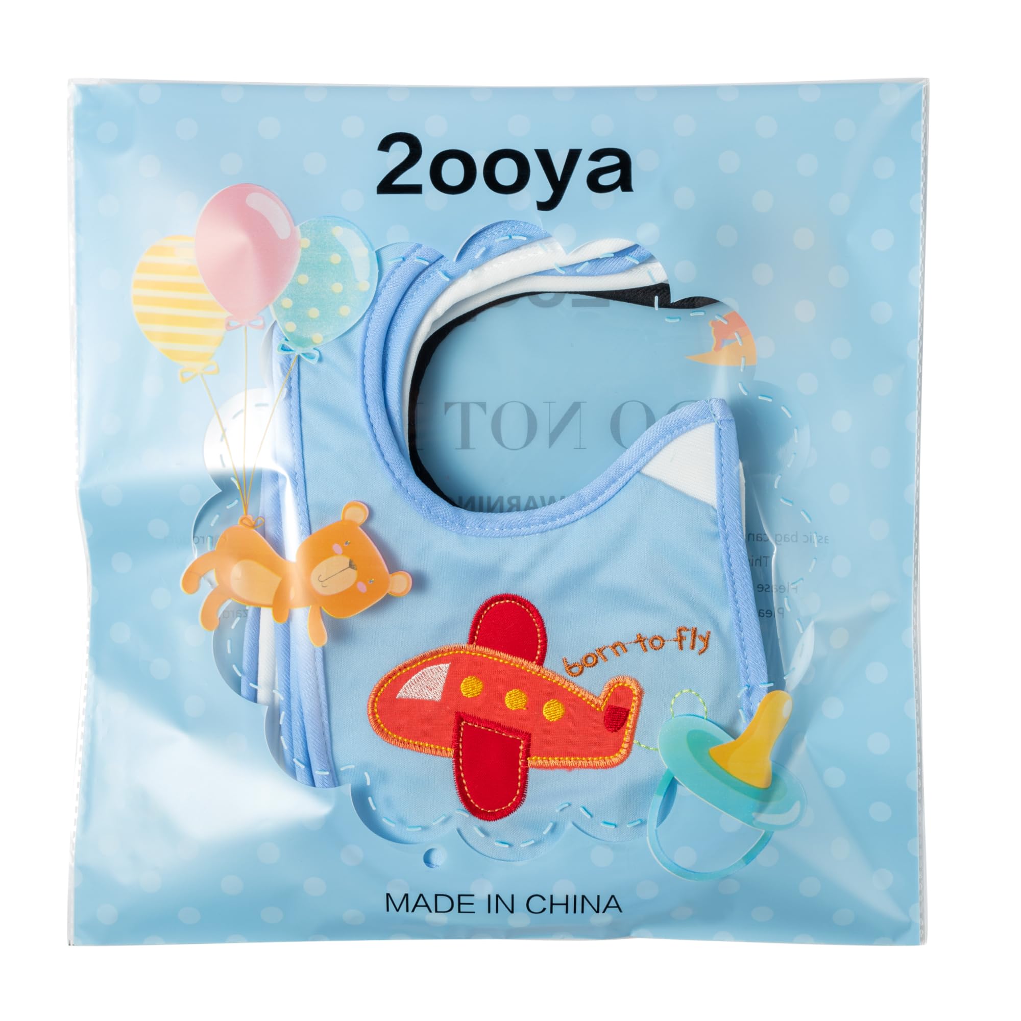 2ooya 7Pcs Cotton Waterproof Baby Bibs Adjustable Hook Loop Closure Infant Bib Unisex Blue Newborn Babies Infant Food Bibs Keepsake Baby Gift for Drooling Feeding Eating Teething, 6-12 Months