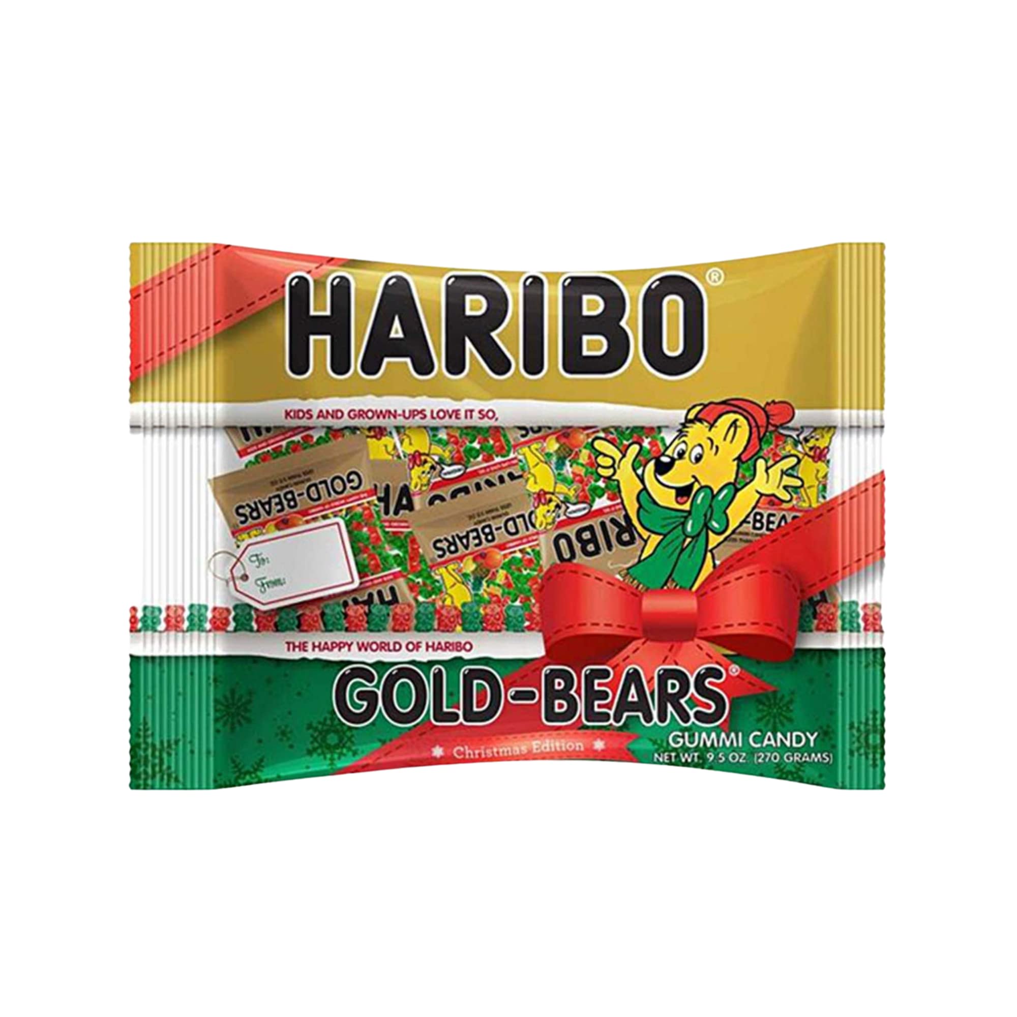 Haribo Gold-Bears Christmas Edition Gummi Candy Mini Packages, 9.5 oz Total Bag Weight, Pack of 3