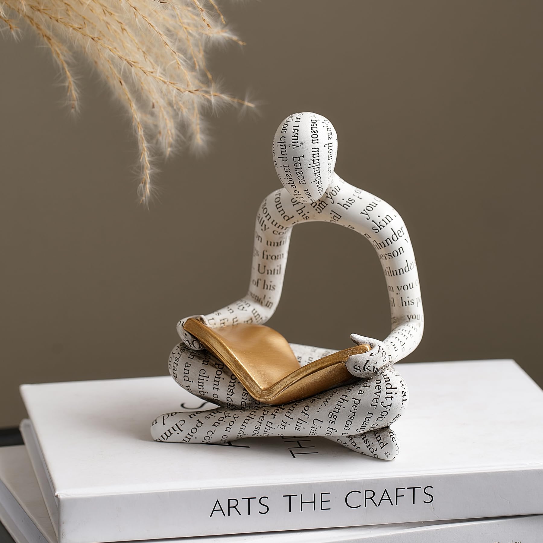 XGZY Abstract Thinker Reading Statue: Aesthetic Sculpture Room Decor Modern Decoration for Shelf Table Desk Living Room Office Bedroom