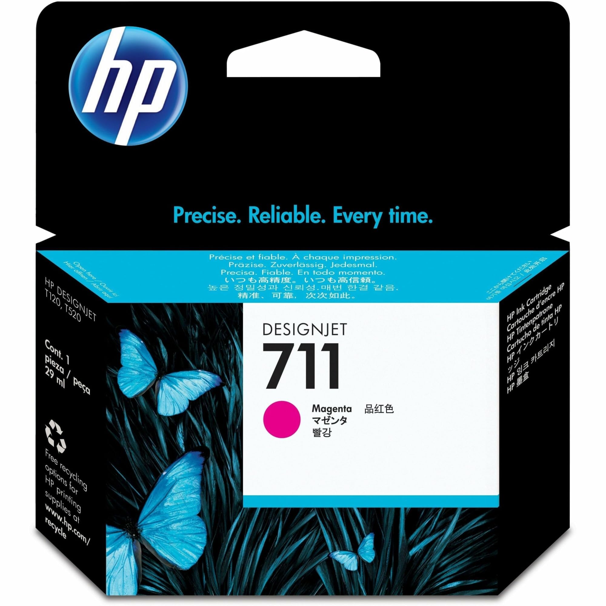 HP 711 Magenta 29-ml Genuine Ink Cartridge (CZ131A) for DesignJet T530, T525, T520, T130, T125, T120 & T100 Large Format Plotter Printers