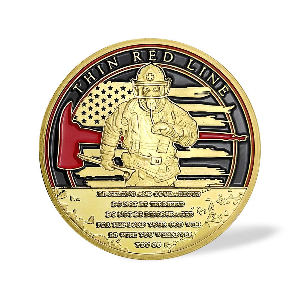 Firefighter Challenge Coin Thin Red Line Fire Rescue Fireman Coin