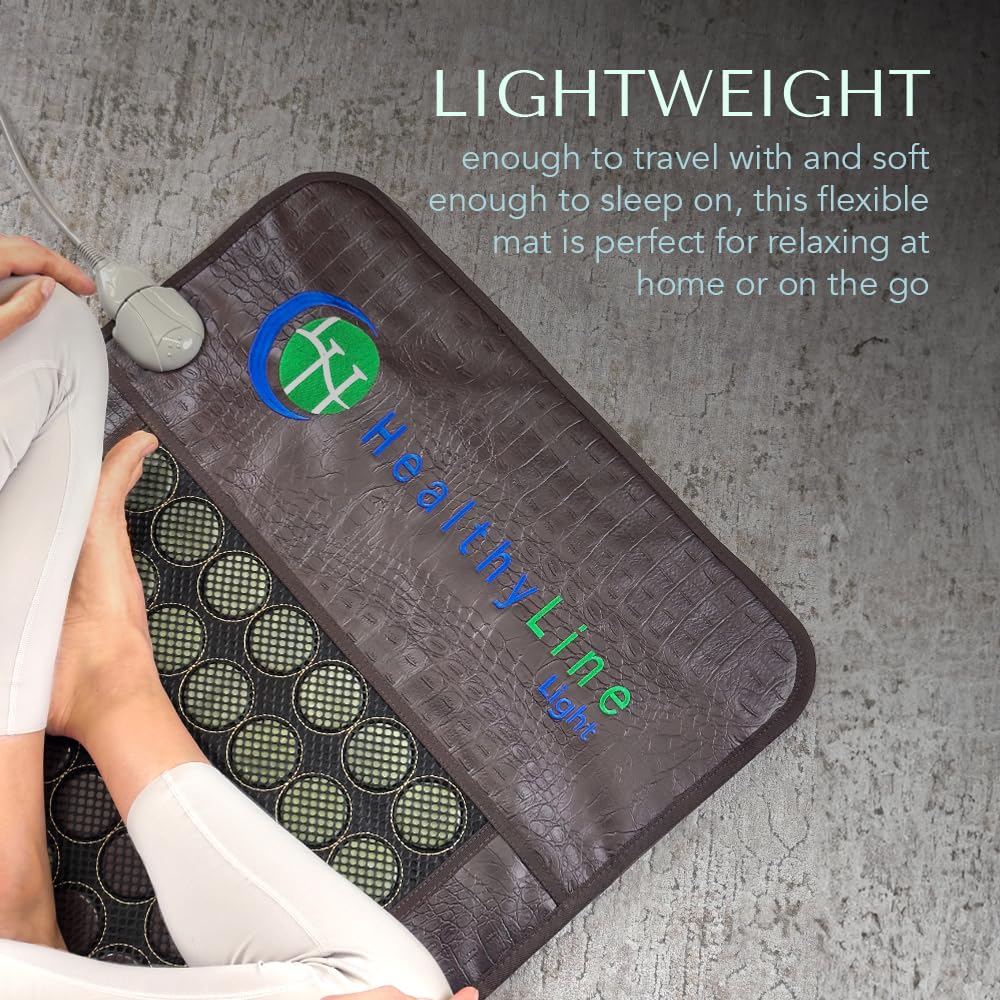 HealthyLine Far Infrared Heating Pad - Natural Jade and Tourmaline Stones - Easy to Roll-up - Mesh JT Mat Full 7224 Soft Light InfraMat Pro®