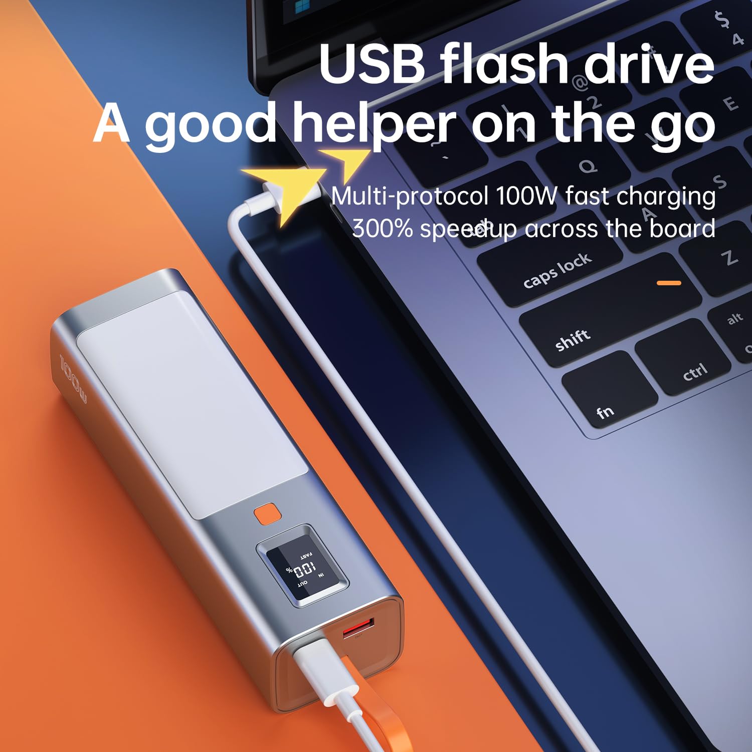 GUSGU Power Go P100 20,000mAH Portable Slim Power Bank, 100W Max Fast Charging Battery Bank with USB C/USB A Port, External Battery Pack for iPhone 15, Samsung Galaxy, iPad etc