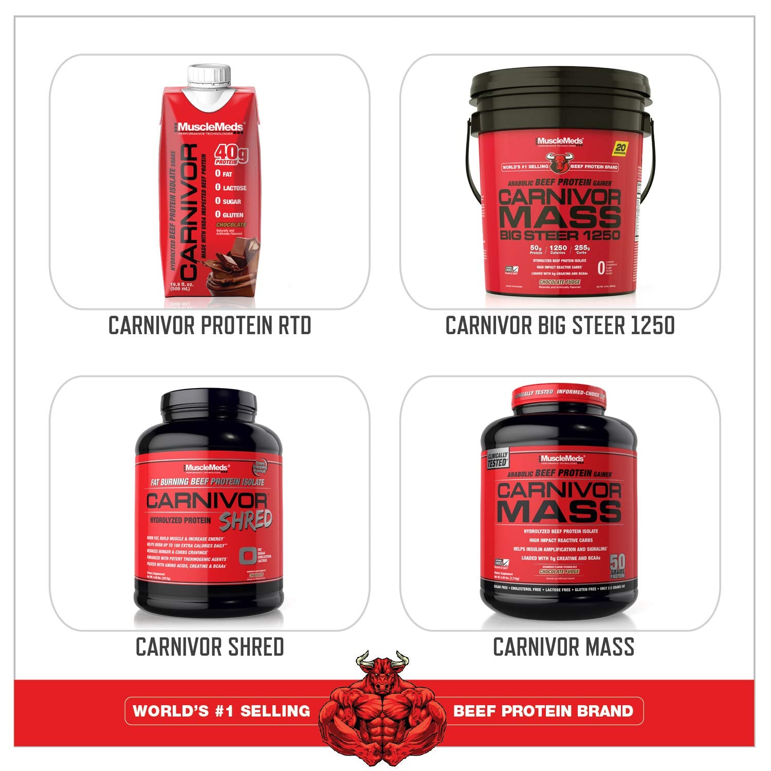 MuscleMeds CARNIVOR Beef Protein Isolate Powder, Muscle Building, Recovery, Lactose Free, Sugar Free, Fat, Free, 23g Protein, Halal Certified, Chocolate, 56 Servings