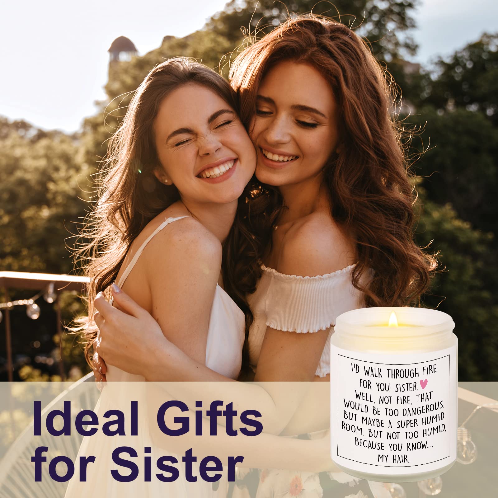 Petalsun Sister Christmas Gifts, Sister Birthday Gifts, Sisters Gifts from Sister - Handmade Lavender Natural Soy Wax Candle (7oz) - Sister Gifts, Gifts for Sister, Sister in Law Gifts