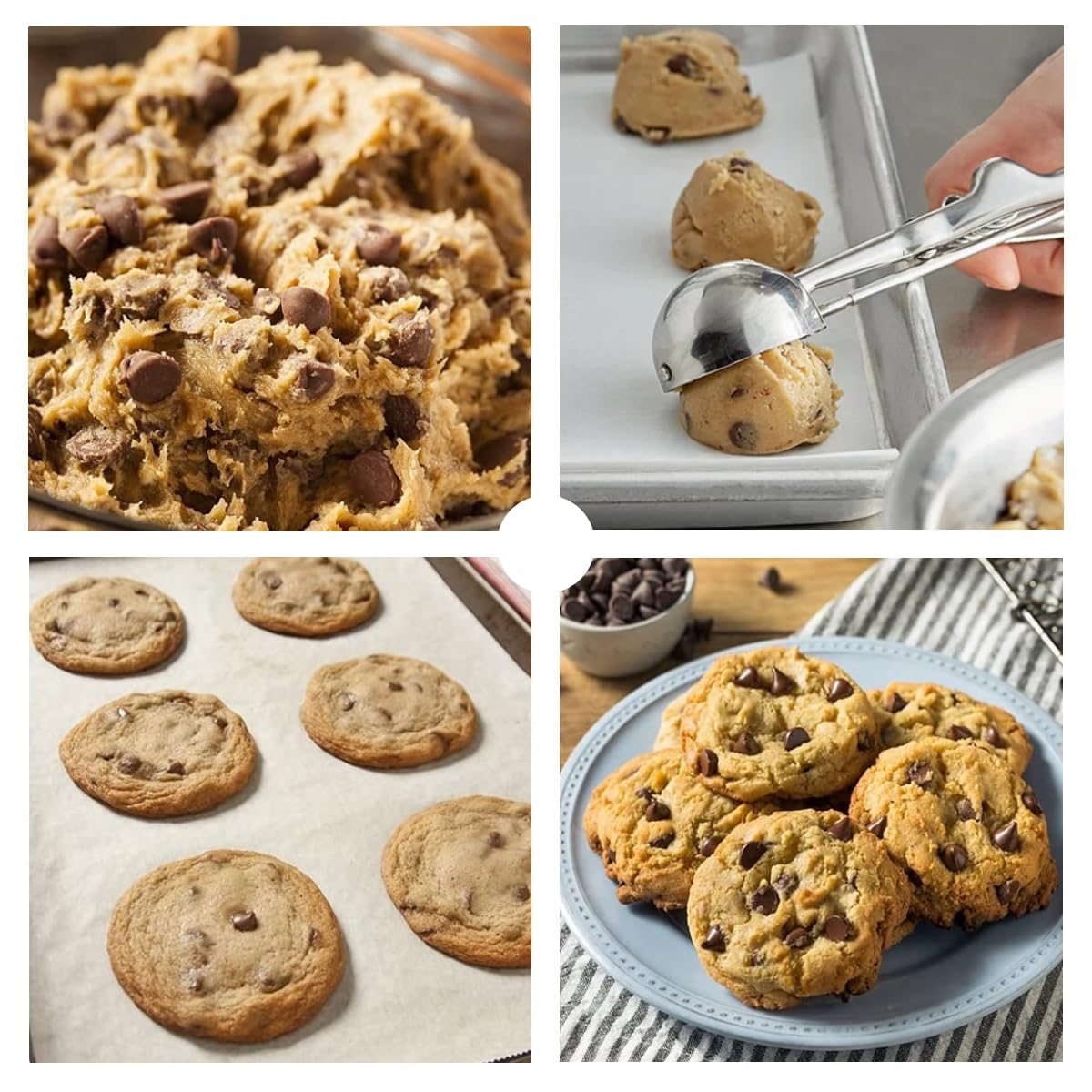 Ice Cream Scoop, 3Pcs Cookie Scoop Set, 18/8 Stainless Steel Cookie Dough Scoop, Cookie Scoops for Baking Set of 3, Ice Cream Scooper with Trigger Release, Cookie Scooper for Baking