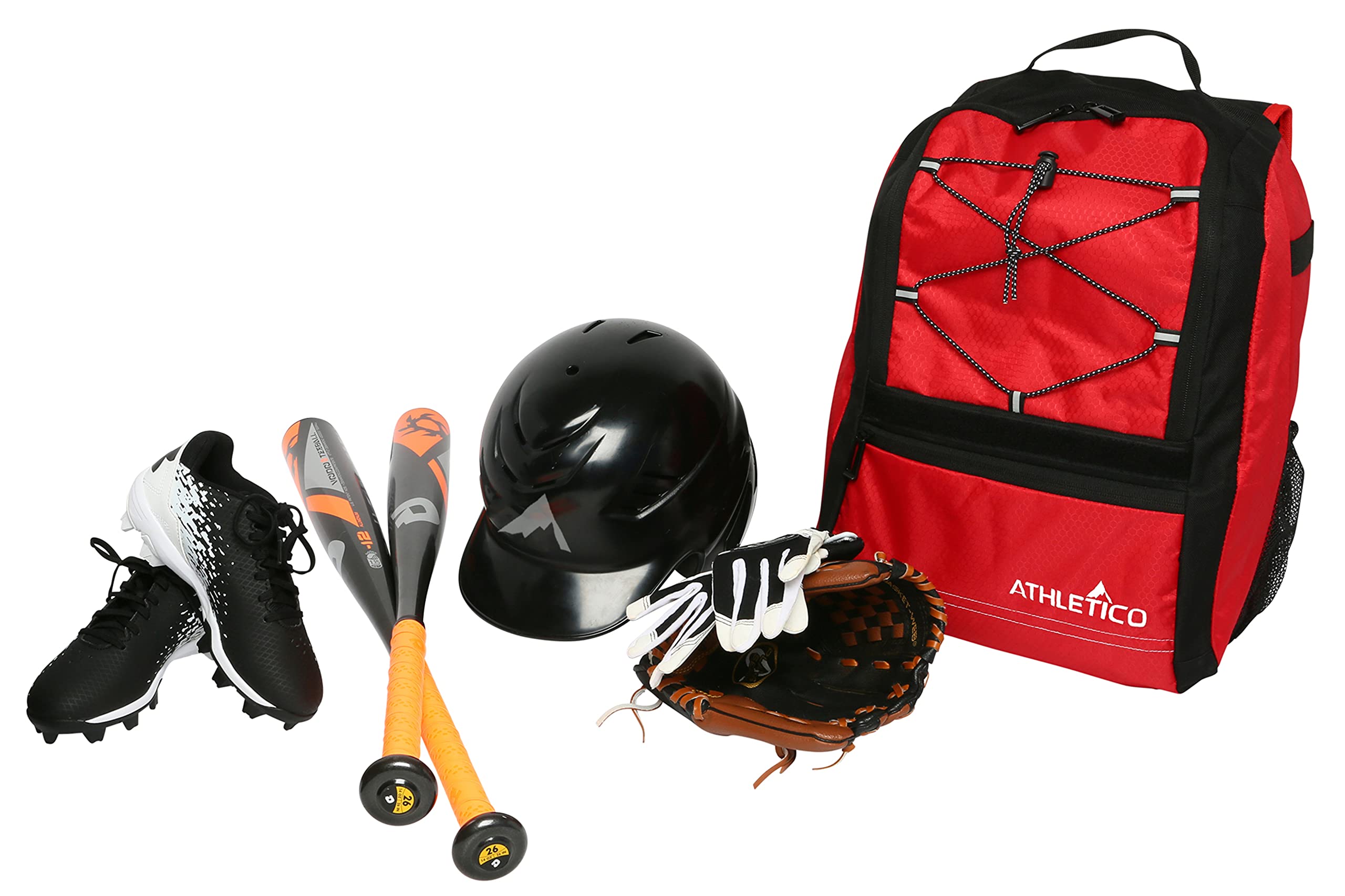 Athletico Youth Baseball Bat Bag - Backpack for Baseball, T-Ball & Softball Equipment & Gear | Holds Bat, Helmet, & Glove | Fence Hook (Red)