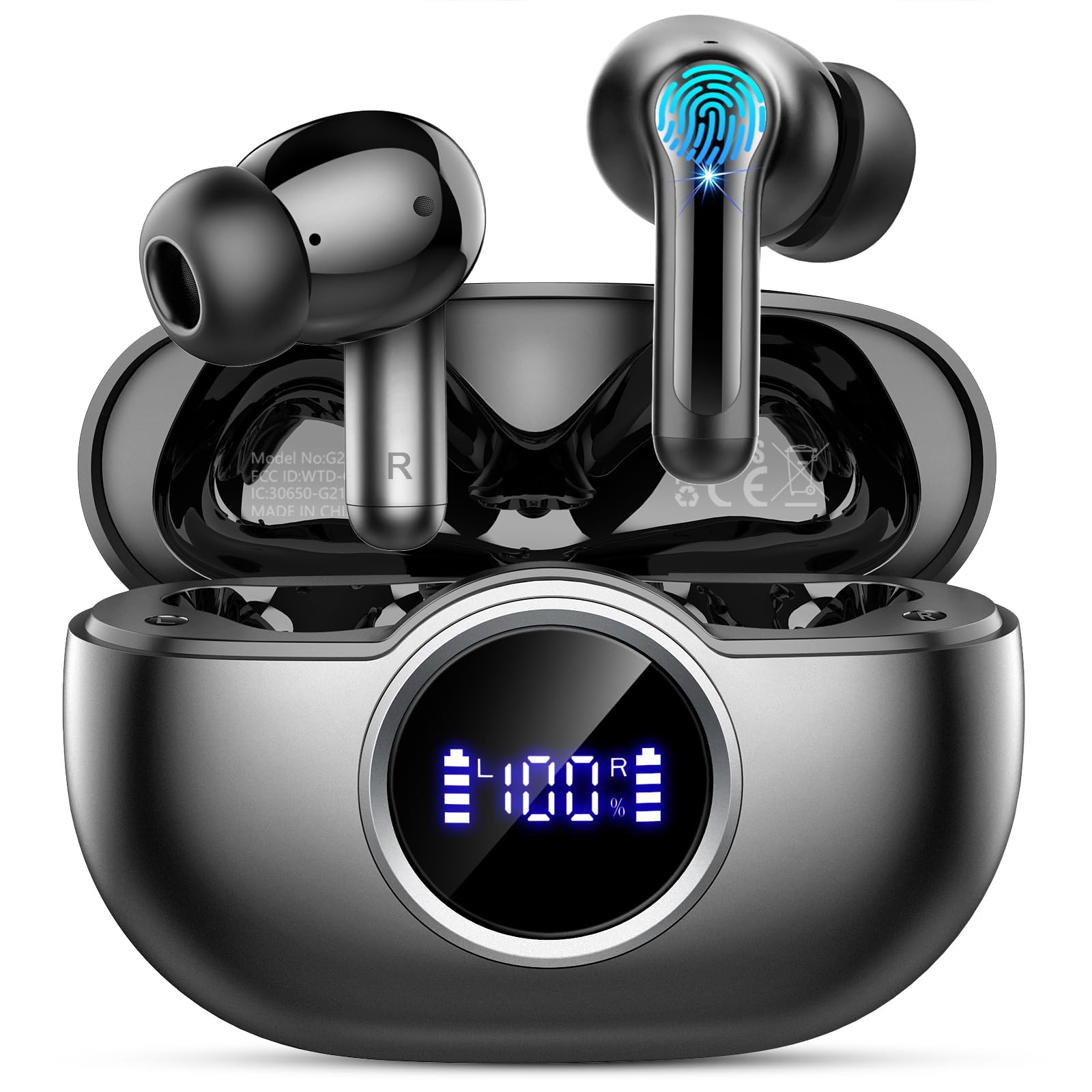 Wireless Earbuds, Bluetooth 5.4 Earbuds Hi-Fi Stereo Bass, 3.6g Mini Ear Buds Bluetooth Headphones Wireless, 4 ENC Noise Cancelling Mic, 36Hrs USB-C in-Ear Earphones, IP7 Waterproof for Android iOS