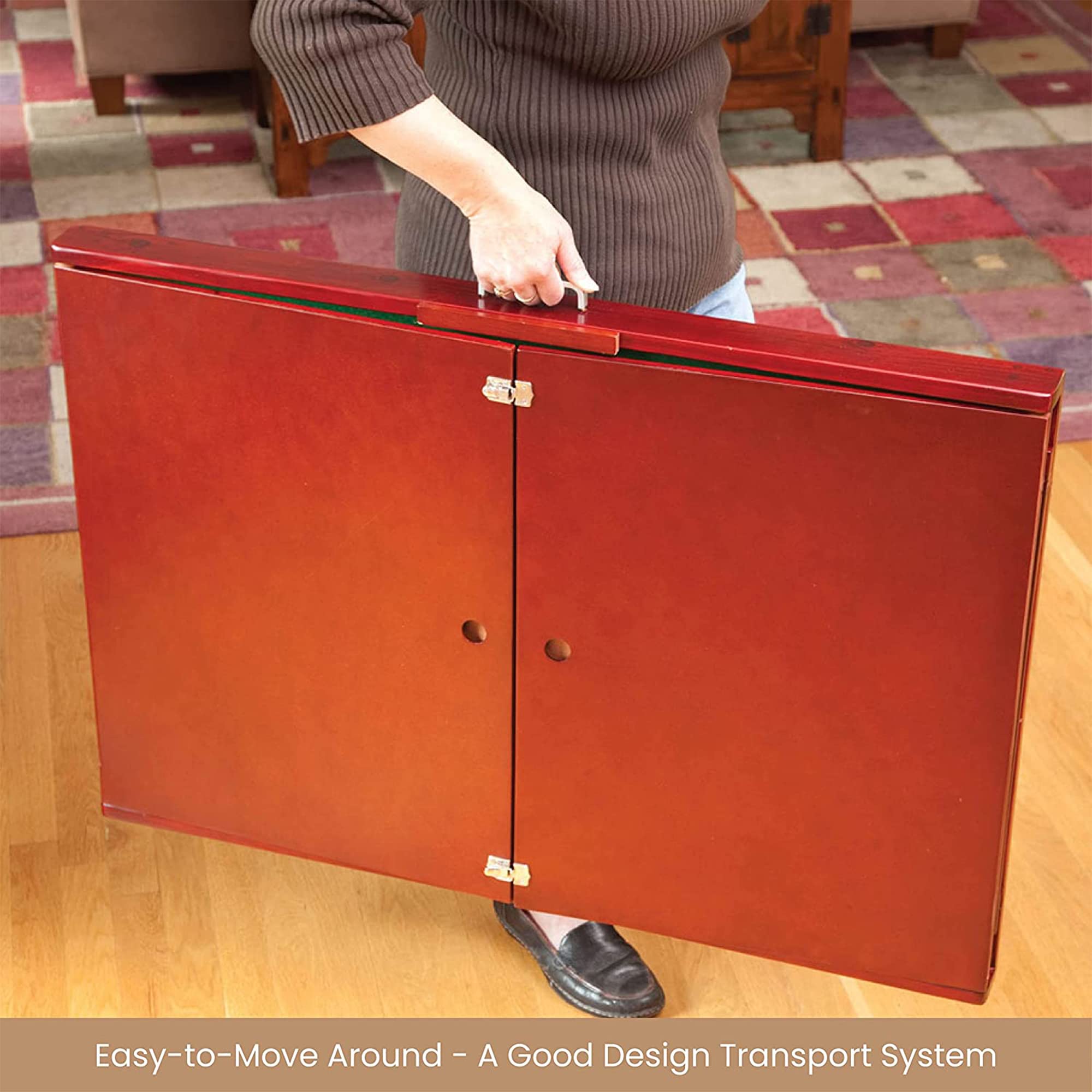 Bits and Pieces Fold-and-Go Wooden Jigsaw Puzzle Table with Legs, Foldable Puzzle Board for Up to 1500 Pieces, 30" Tall, 25" x 34" Assembly Surface