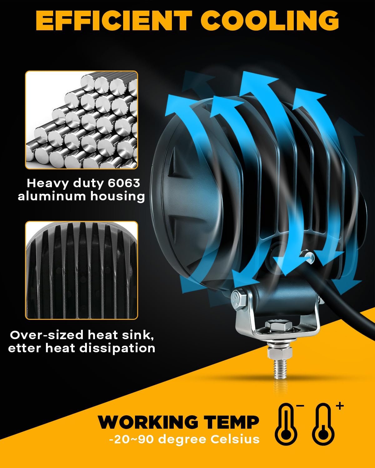 Auxbeam 4 Inch Round LED Light Pods, 90W Offroad Flood White Light Bar, Super Bright 9000LM Driving Work Light with DT Plug Wiring Harness Kit for Truck Boat Pickup ATV UTV SUV-2PCS