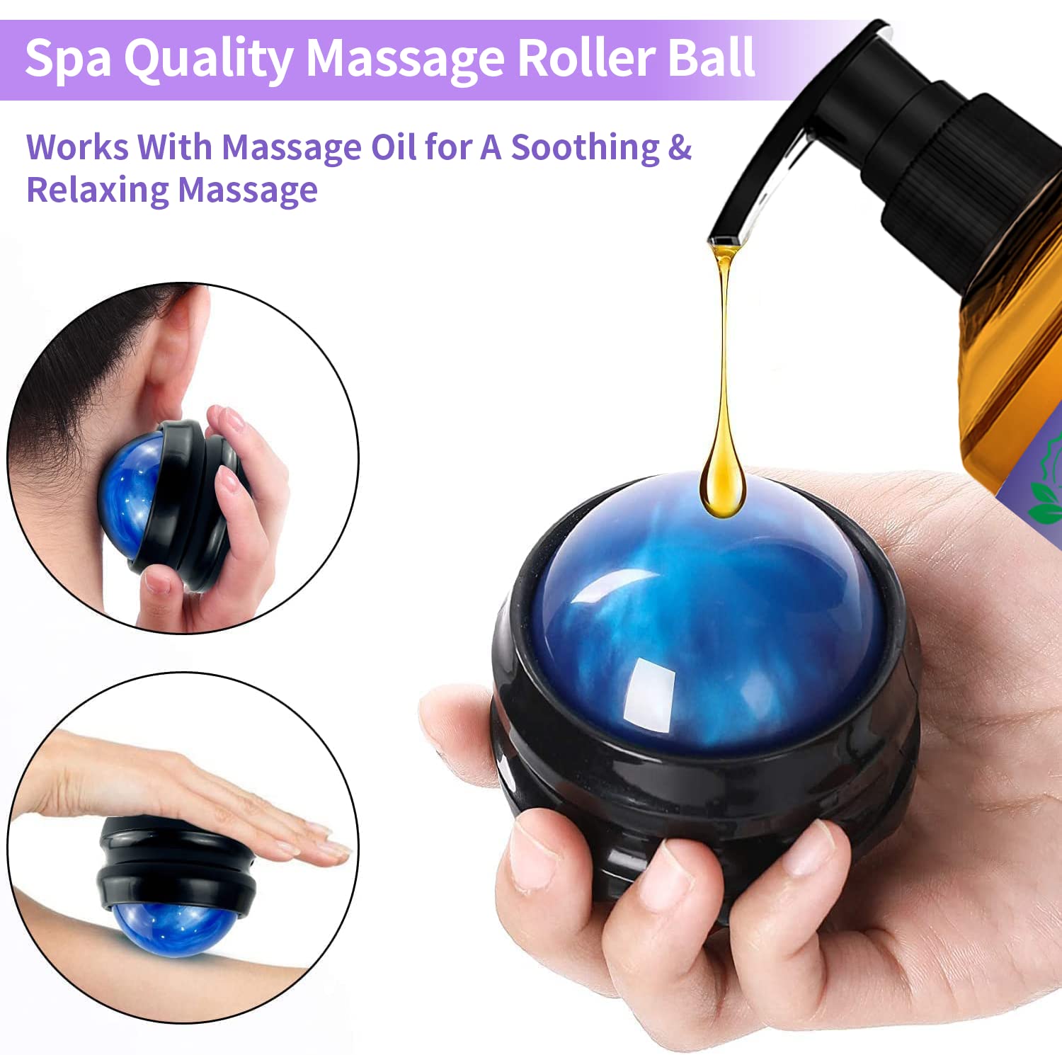 Christmas Gifts for Men,Women Stocking Stuffers-3 Pack Massage Oil for Massage Therapy,Sore Muscle Arnica Oil & Lavender Oil Massage Oil for Date Night & Ginger Oil Lymphatic Drainage & Massage Ball