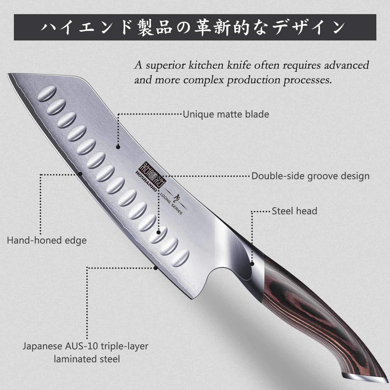 HOSHANHO 7 Inch Japanese Chef Knife, Ultra Sharp High Carbon Stainless Steel AUS-10 Kitchen Knife, Professional Santoku Knives with Ergonomic Pakkawood Handle