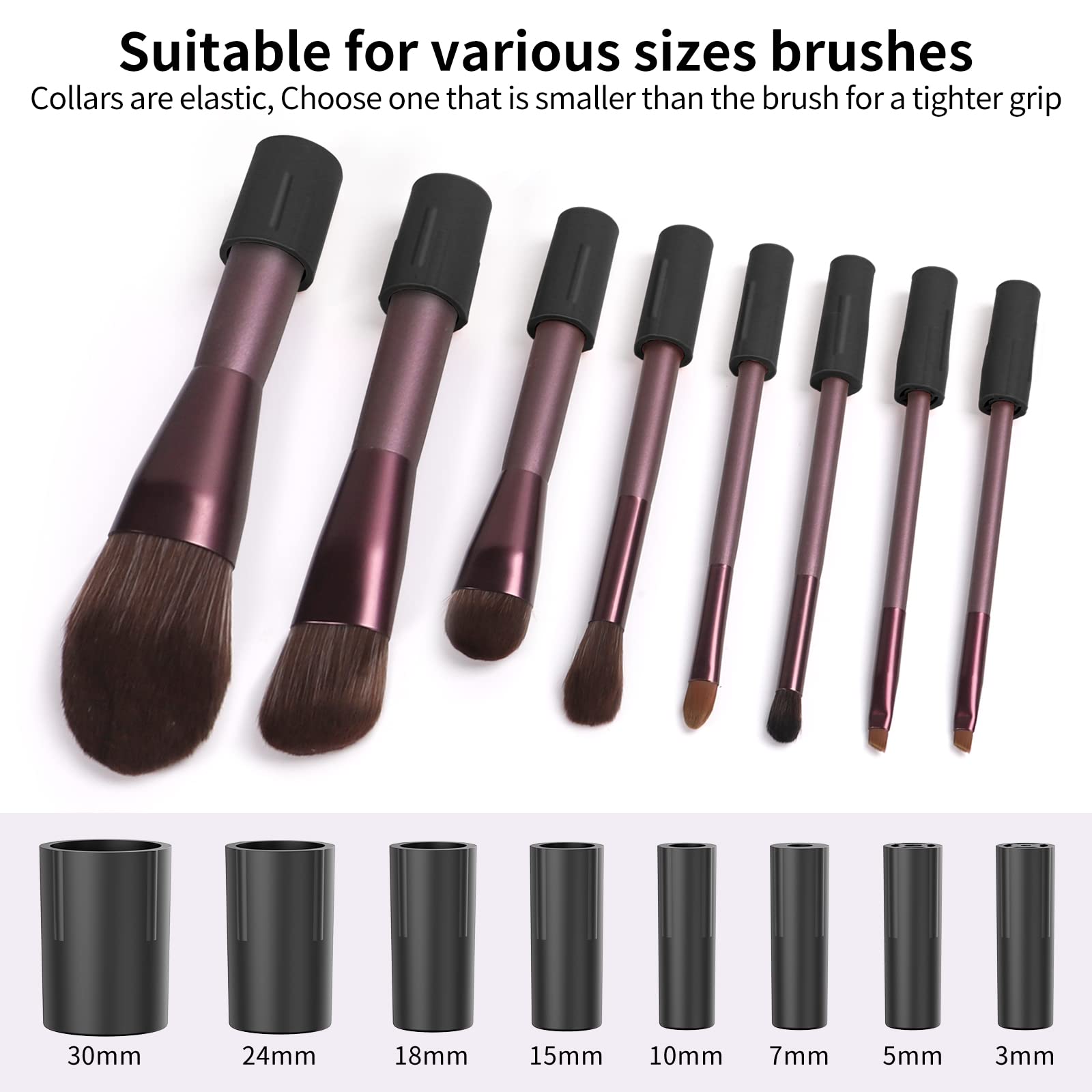 Fesmey Automatic Makeup Brush Cleaner Machine,Spinning Makeup Brush Cleaner and Dryer,Super-Fast Electric Make Up Brush Cleaner Cleanser Machine with 8 Size Collars (Black)