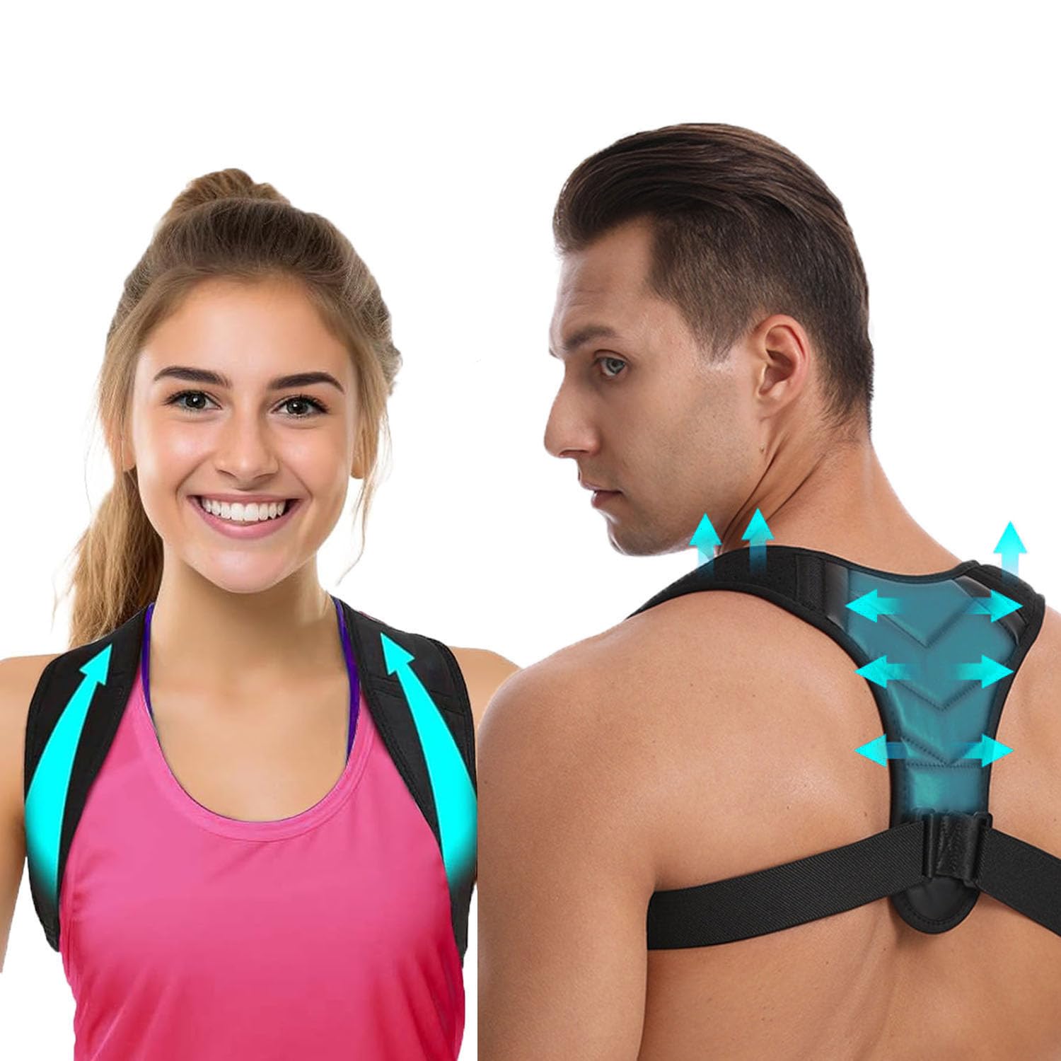 Acouza Posture Corrector for Women and men, Back Brace, Adjustable Straightener for Support