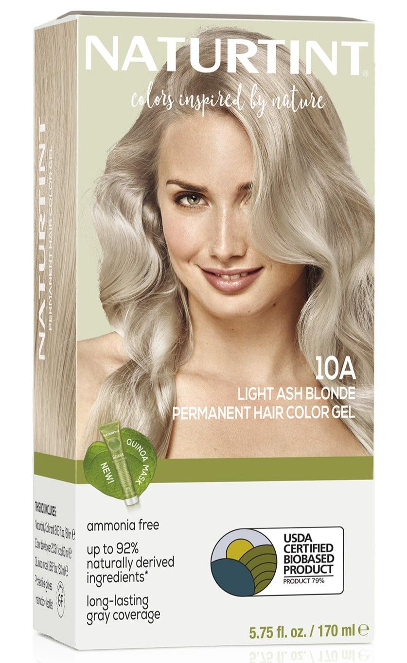 Naturtint 10A Light Ash Blonde Permanent Hair Color (Pack of 1), Ammonia Free, Vegan, Cruelty Free, up to 100% Gray Coverage, Long Lasting Results (Packaging may vary)