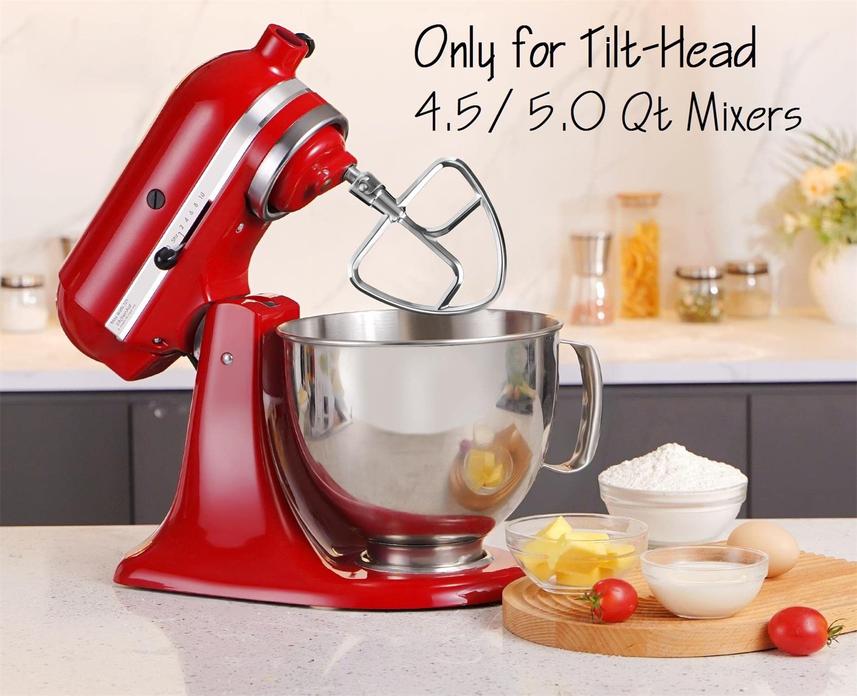 FavorKit Stainless Steel Flat Beater for KitchenAid Tilt-head & 4.5-5 Qt Mixers,Dishwasher Safe Pastry Mixing Paddle Attachment