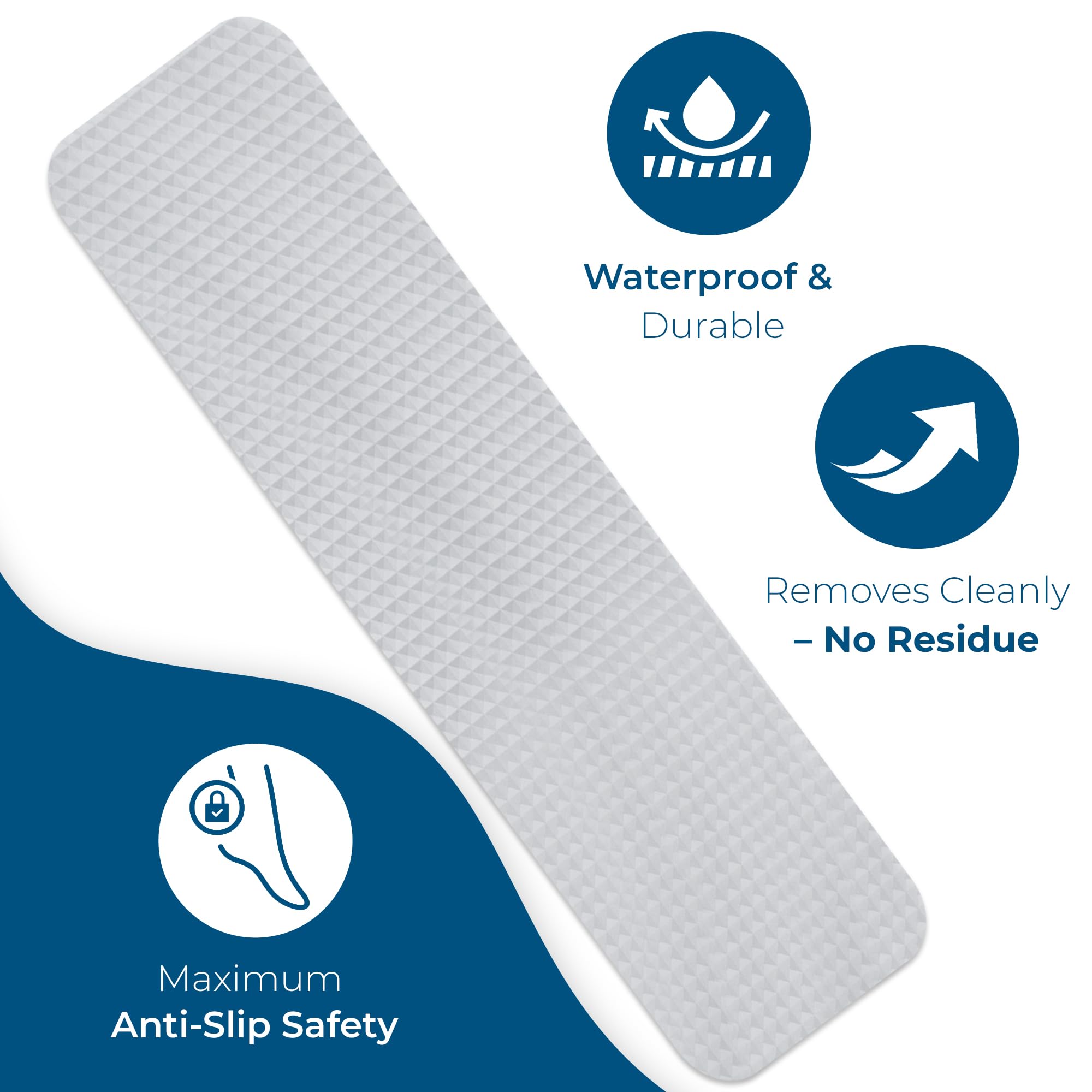 Homergy Anti Slip Shower Stickers 24 PCS, Invisible Non-Slip Shower Strips for Adults, Premium Adhesive Bath Tub Stickers (Clear)