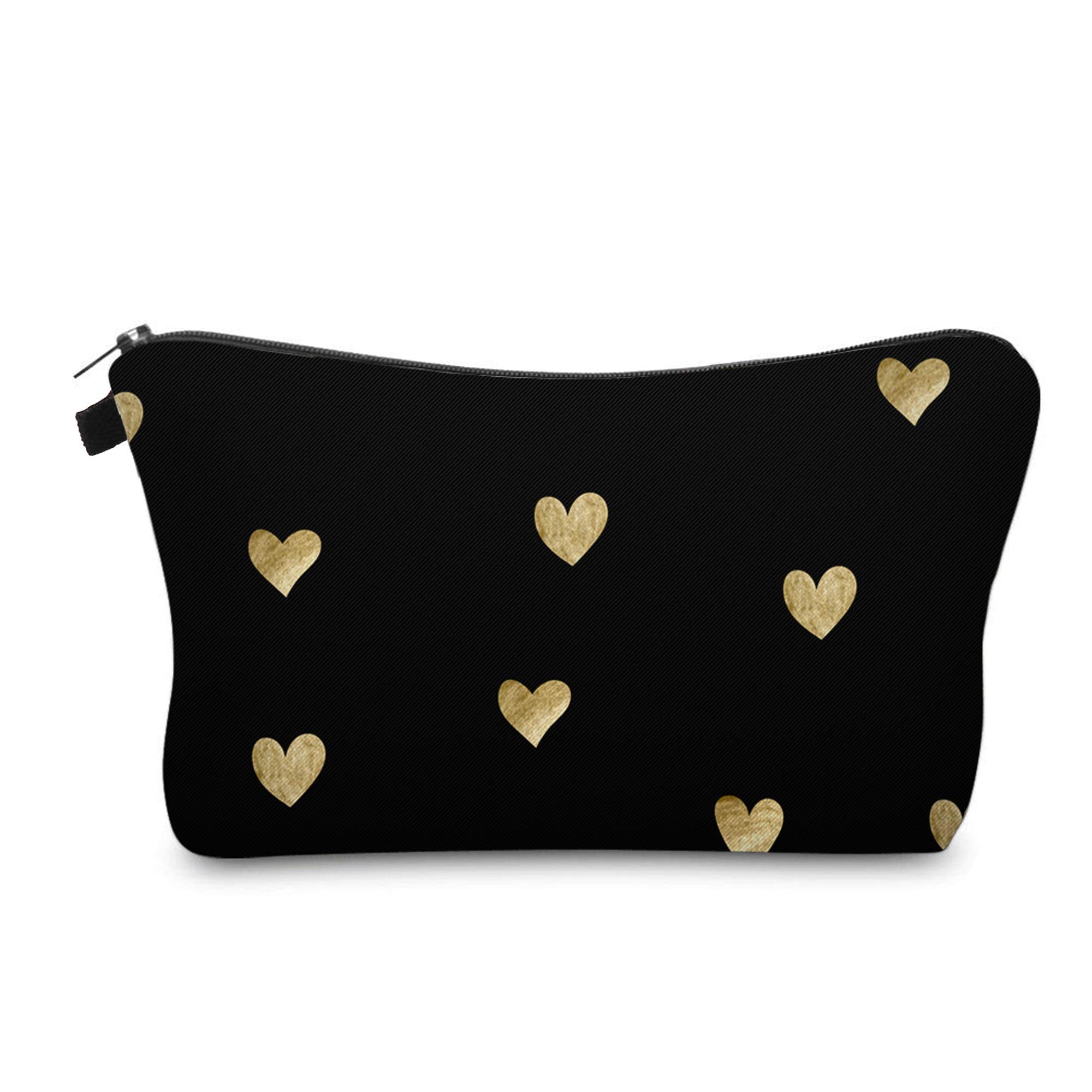 Cute Travel Makeup Bag Cosmetic Bag Small Pouch Gift for Women (Golden Heart)