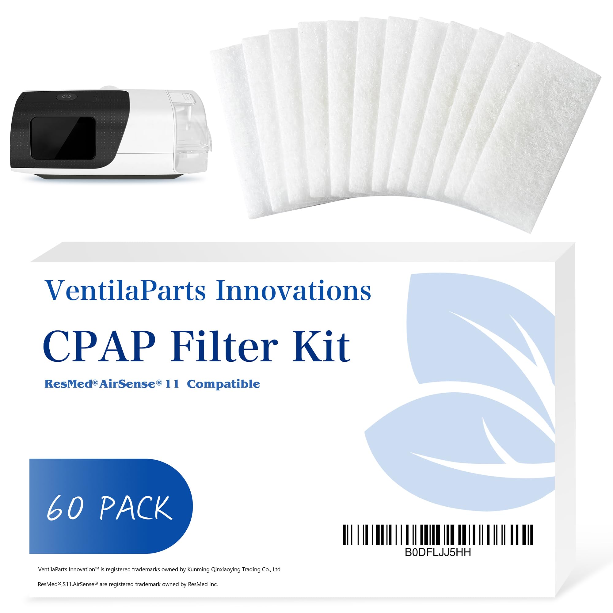 60 Pack - Ultra Fine CPAP Filters - Compatible with ResMed Airsense 11 Series